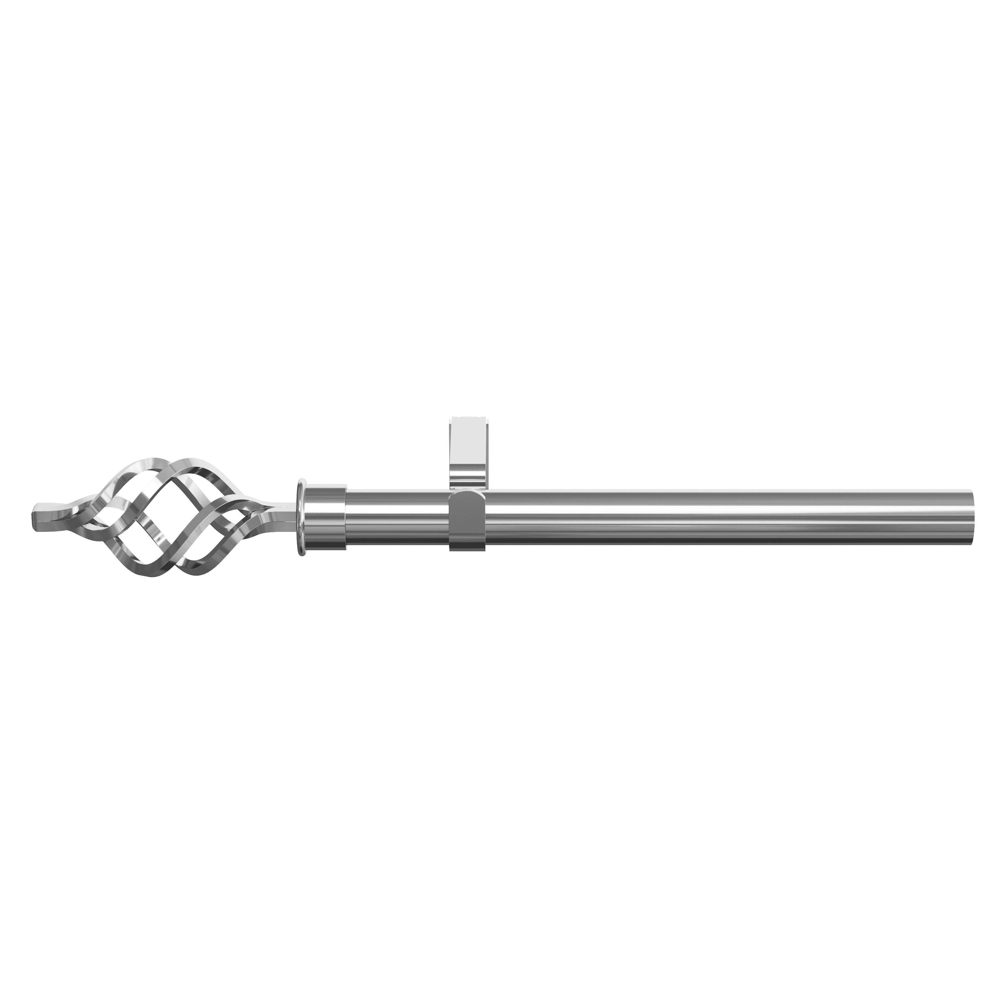 GoodHome Olympe Chrome effect Extendable Swirl Single curtain pole set Set, (L)2000mm-3300mm (Dia)28mm