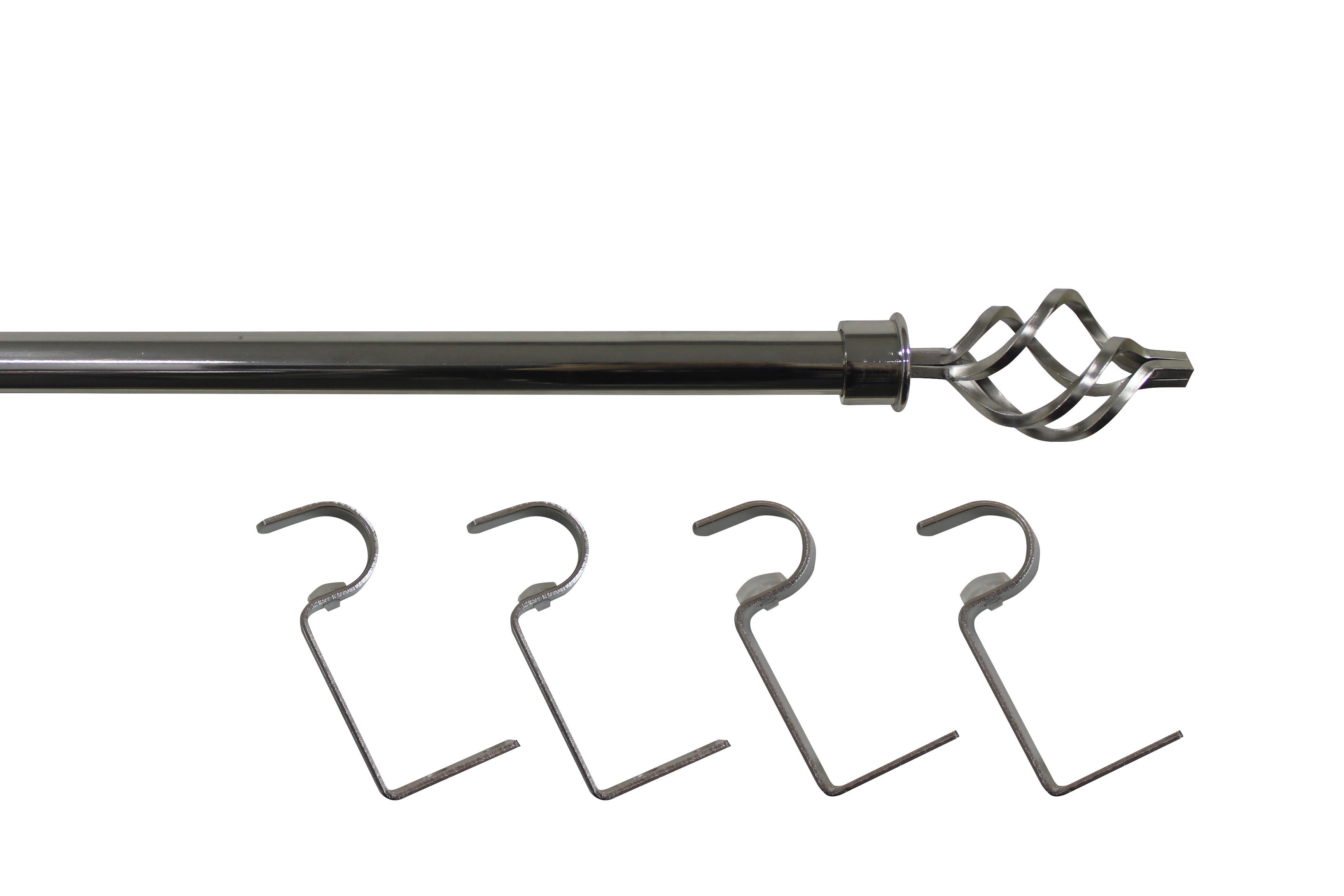 GoodHome Olympe Chrome effect Extendable Swirl Single curtain pole set Set, (L)2000mm-3300mm (Dia)28mm