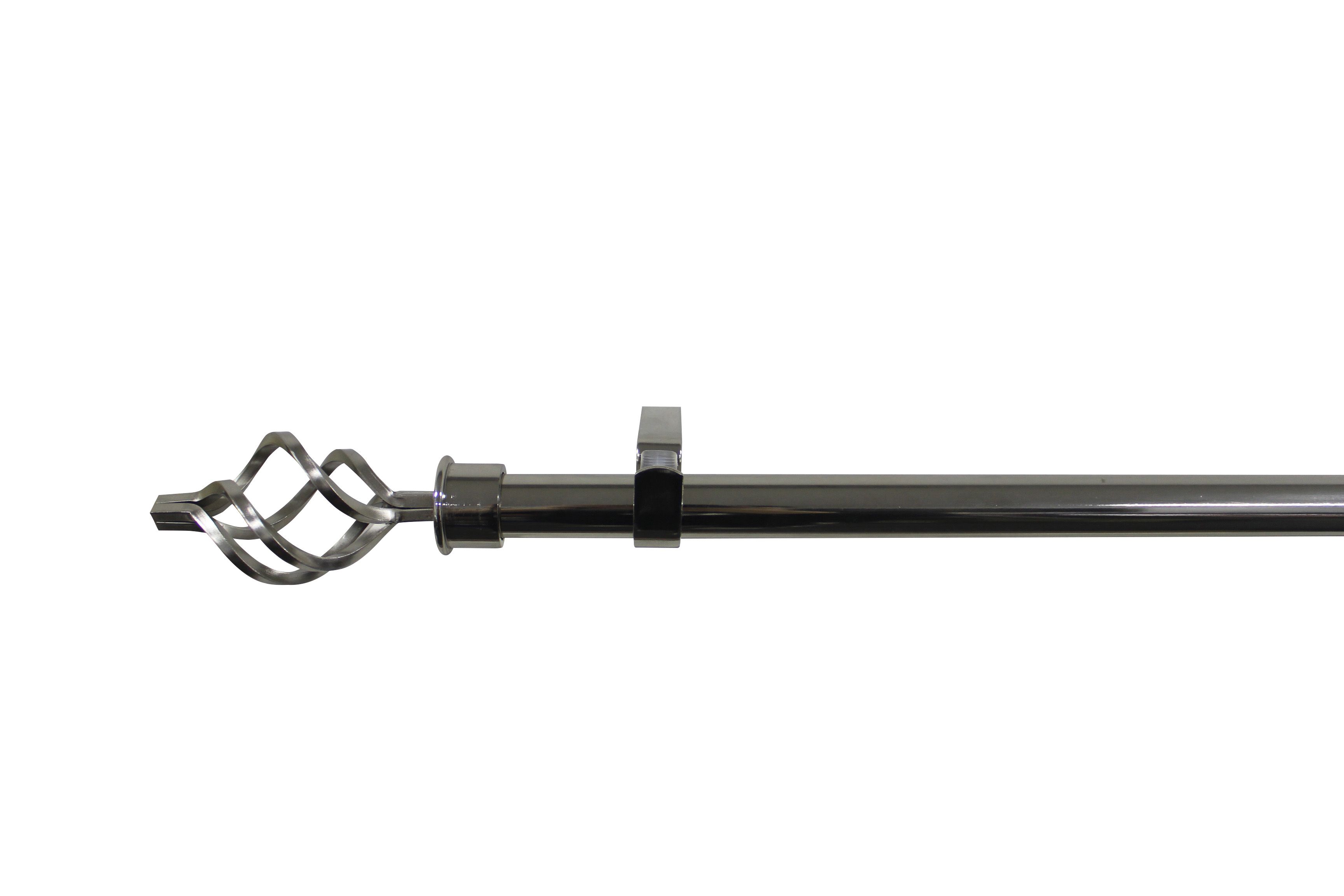 GoodHome Olympe Chrome effect Extendable Swirl Single curtain pole set Set, (L)2000mm-3300mm (Dia)28mm