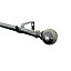 GoodHome Olympe Grey Chrome effect Extendable Ball Single curtain pole set Set, (L)1200mm-2100mm (Dia)28mm
