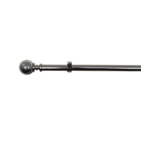 GoodHome Olympe Grey Chrome effect Extendable Ball Single curtain pole set Set, (L)2000mm-3300mm (Dia)28mm