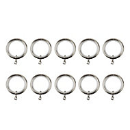 GoodHome Olympe Nickel effect Grey Curtain ring (Dia)28mm, Pack of 10