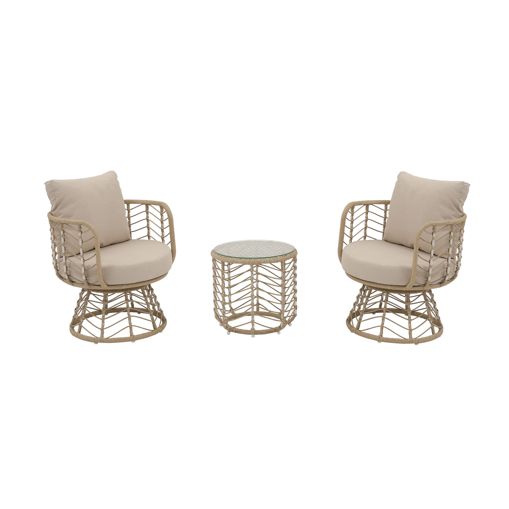 GoodHome Omalos Beige Metal 2 seater Bistro set