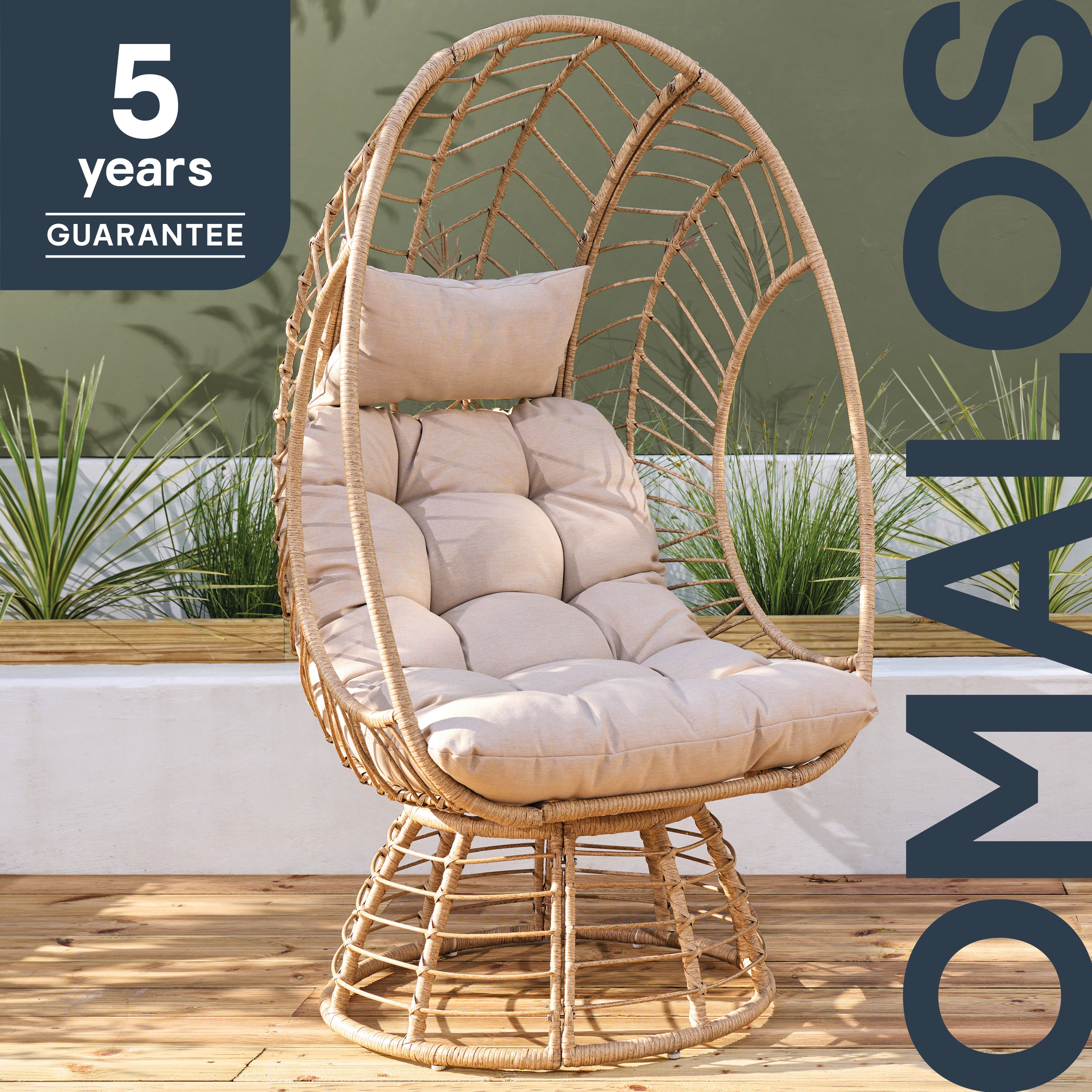 GoodHome Omalos Beige Rattan effect Egg chair