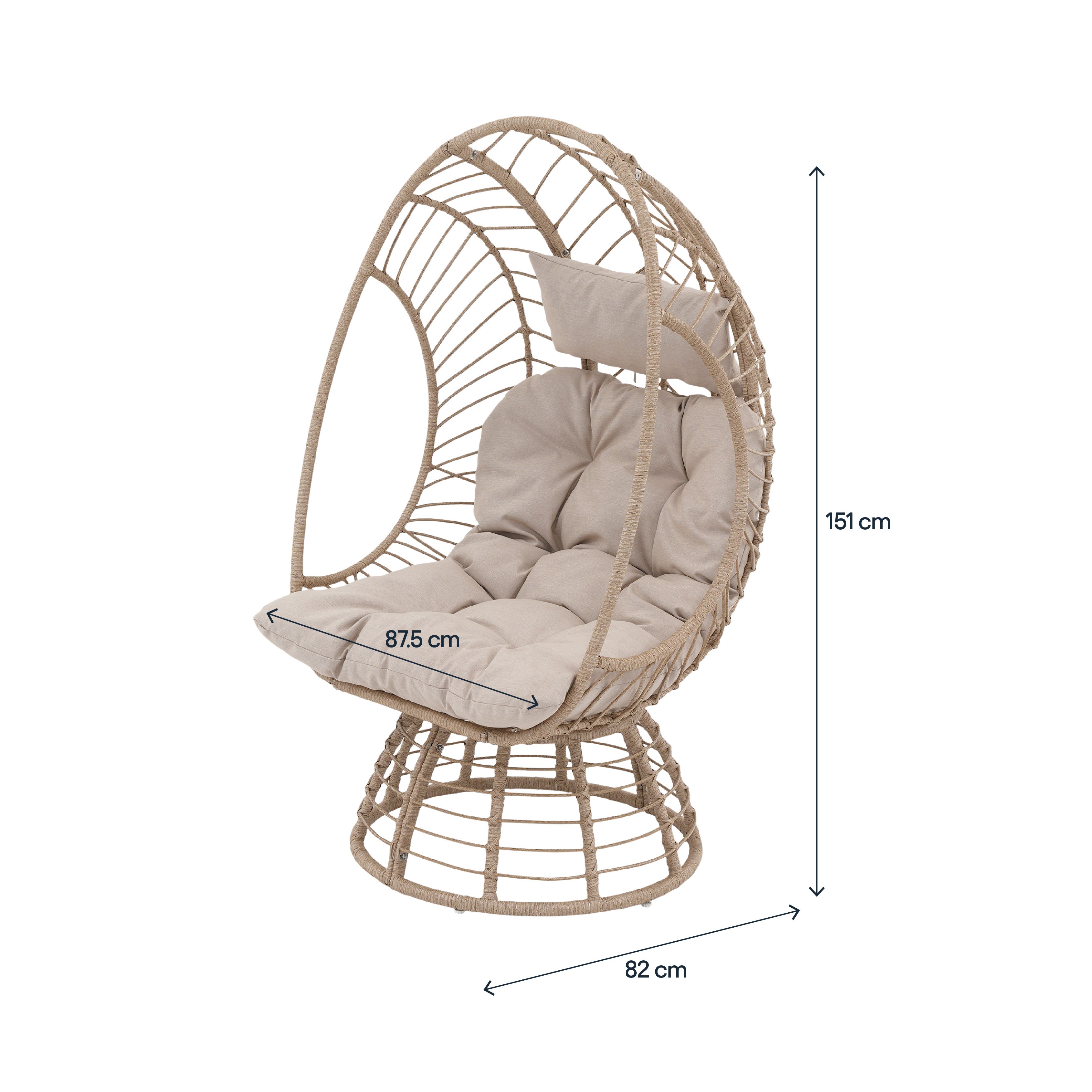 GoodHome Omalos Beige Rattan effect Egg chair
