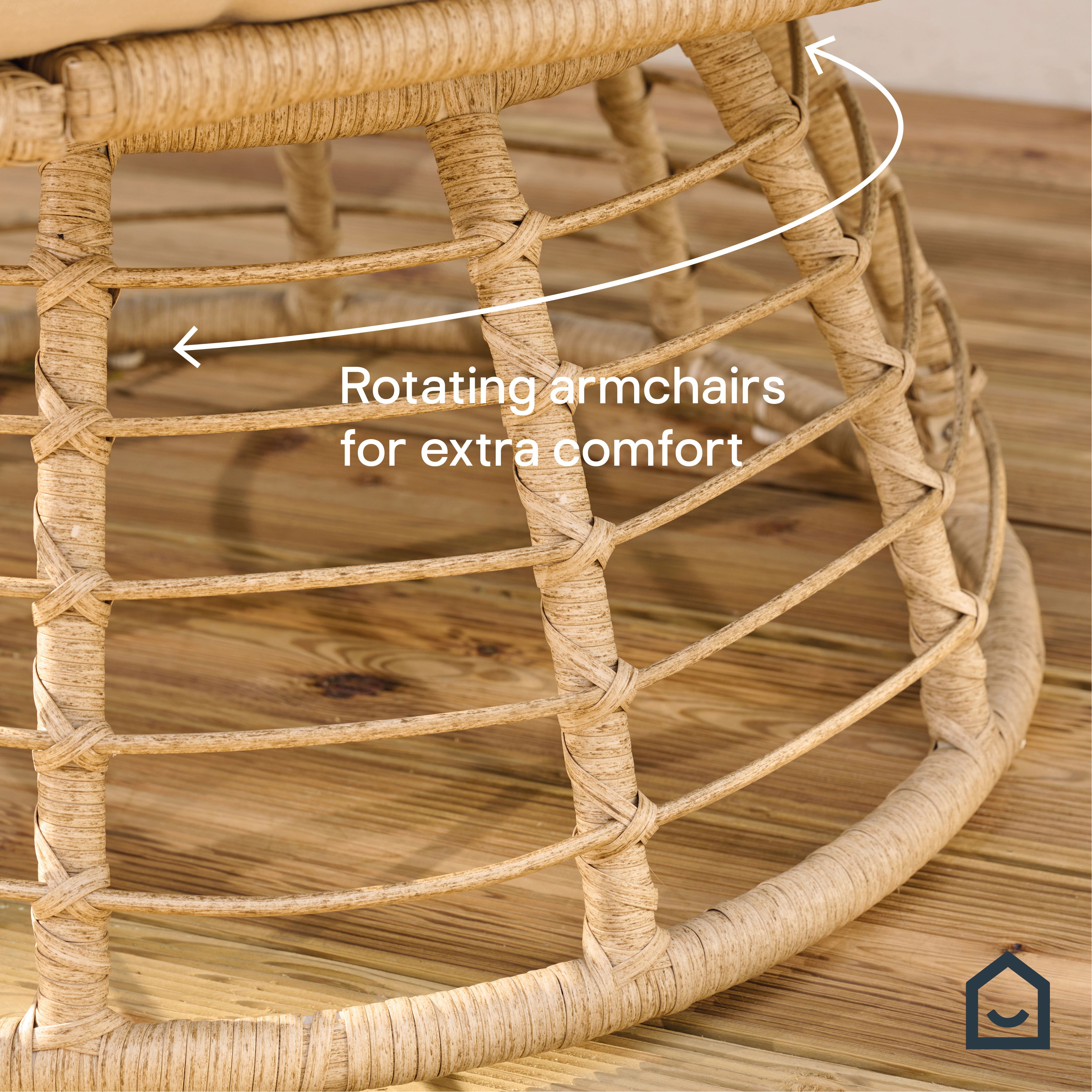 GoodHome Omalos Beige Rattan effect Egg chair
