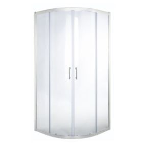 GoodHome Onega Silver effect Quadrant Shower Enclosure & tray with Corner entry double sliding door (W)800mm (D)800mm