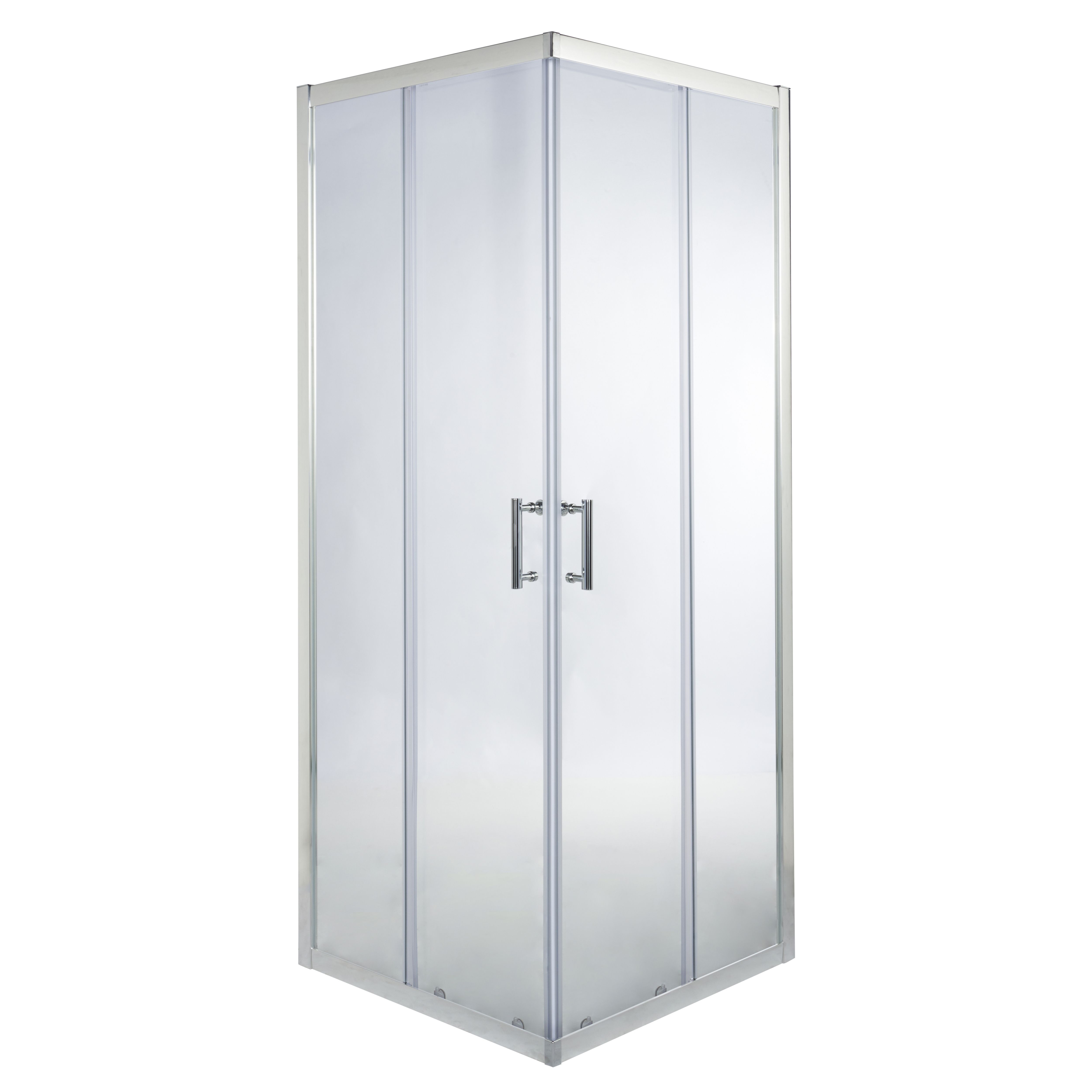 GoodHome Onega Silver effect Square Shower Enclosure & tray with Corner entry double sliding door (H)190cm (W)80cm (D)80cm