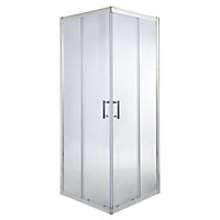 GoodHome Onega Silver effect Square Shower Enclosure & tray with Corner entry double sliding door (H)190cm (W)90cm (D)90cm