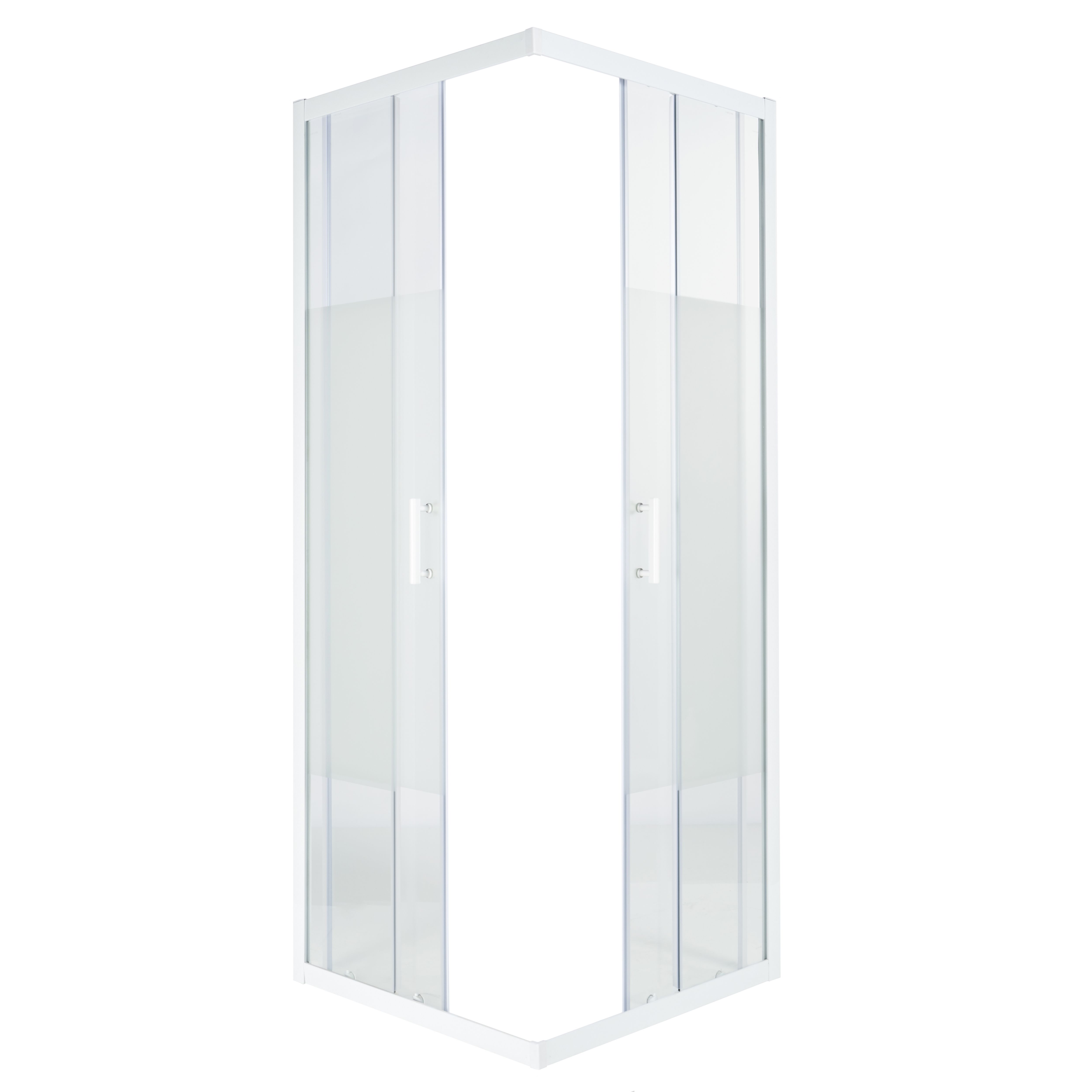 GoodHome Onega White Square Shower Enclosure & tray with Corner entry double sliding door (H)190cm (W)76cm (D)76cm
