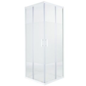 GoodHome Onega White Square Shower Enclosure & tray with Corner entry double sliding door (H)190cm (W)80cm (D)80cm