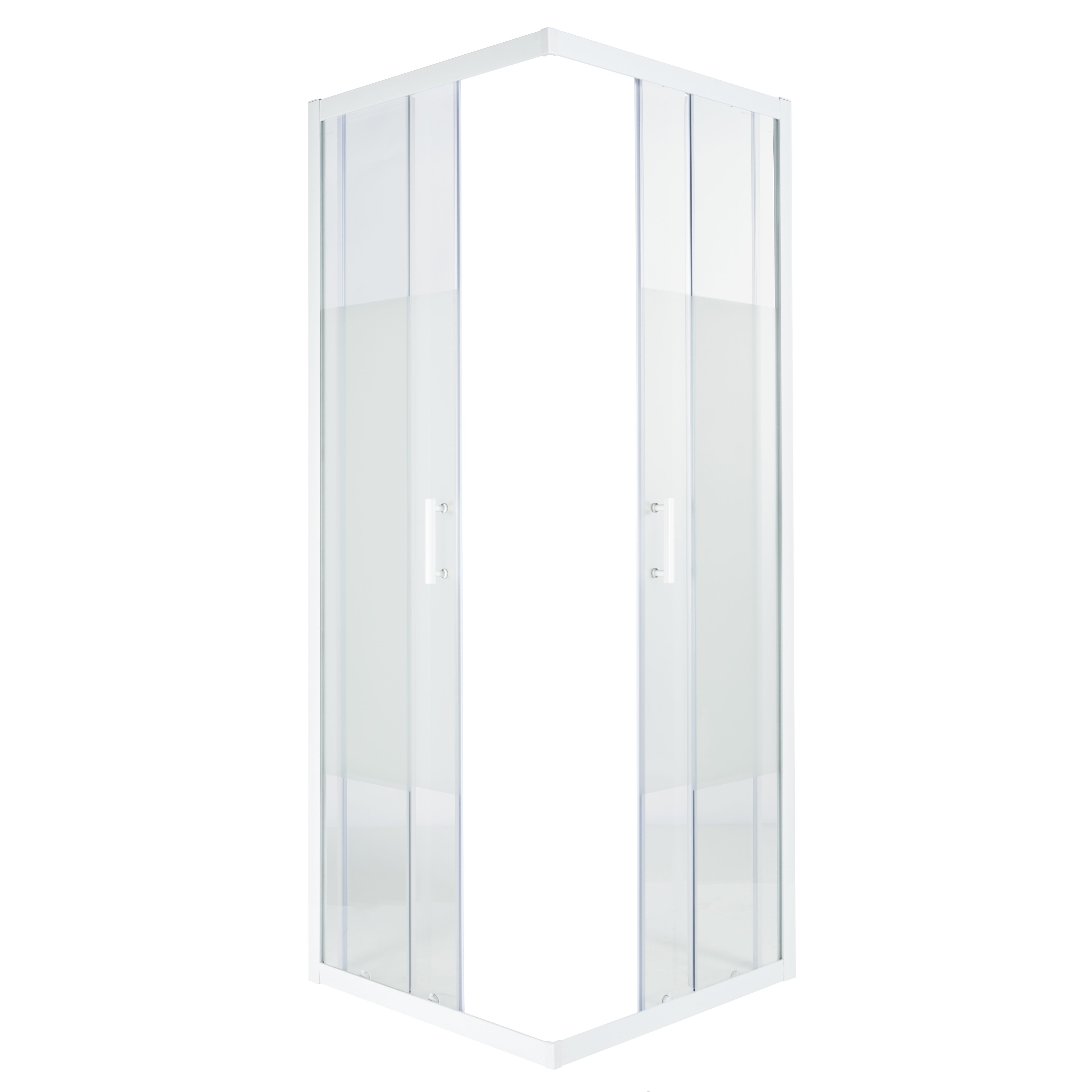 GoodHome Onega White Square Shower Enclosure & tray with Corner entry double sliding door (H)190cm (W)90cm (D)90cm