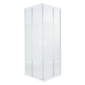GoodHome Onega White Square Shower Enclosure & tray with Corner entry double sliding door (W)760mm (D)760mm