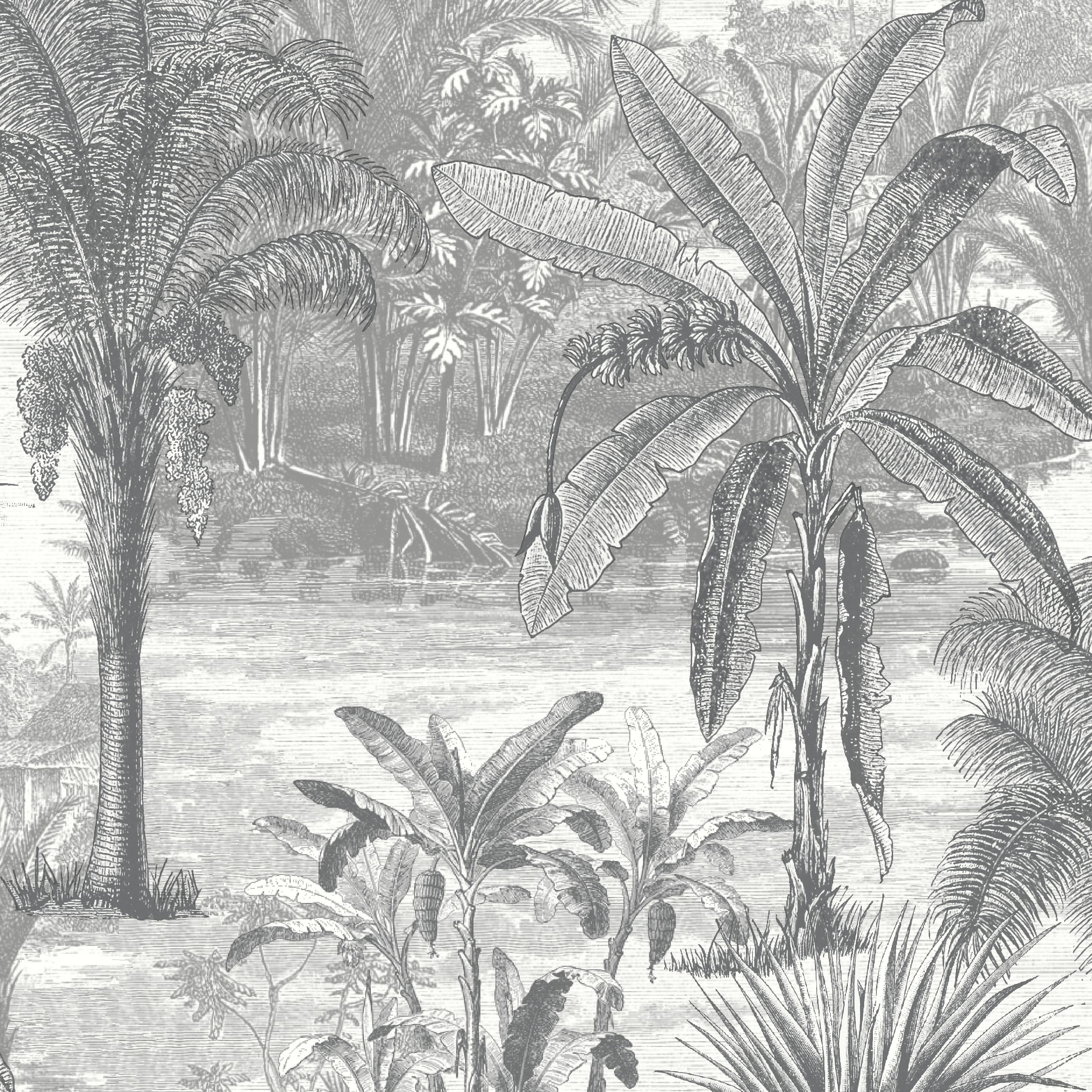GoodHome Onyk Grey Jungle Textured Wallpaper