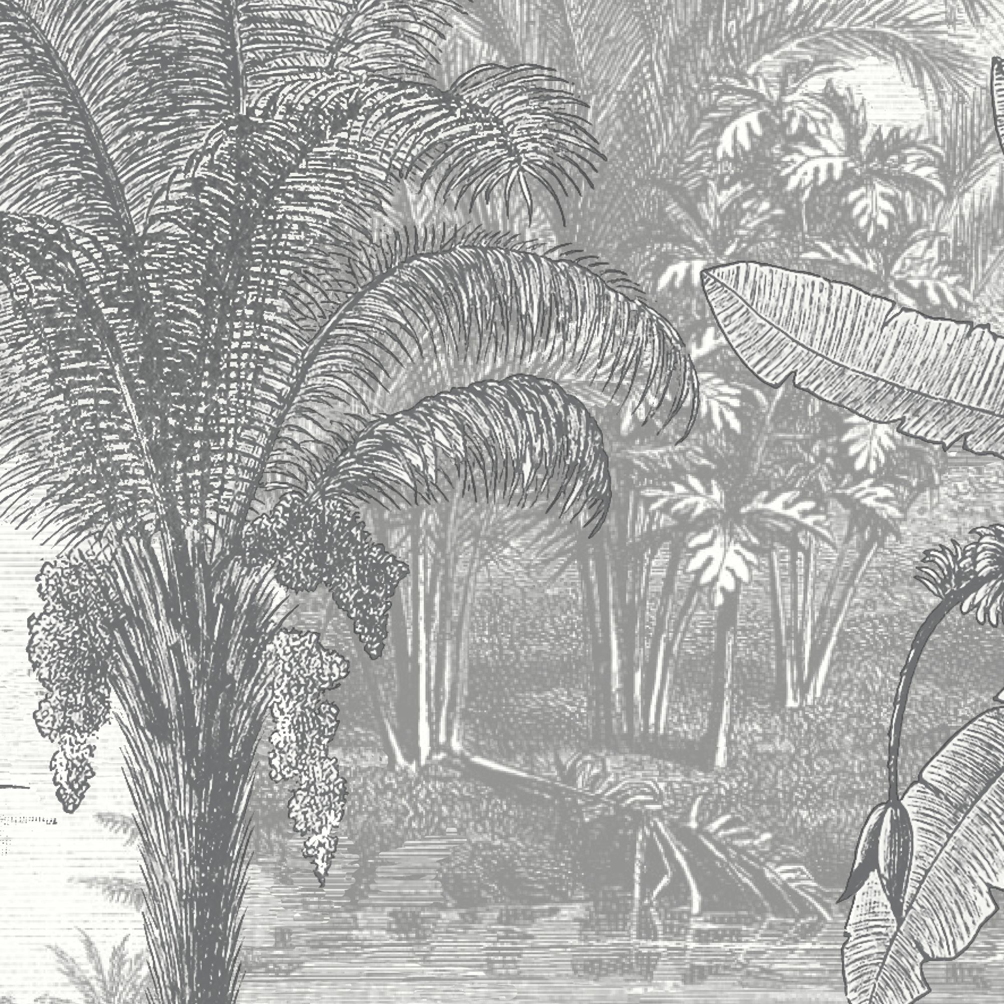 GoodHome Onyk Grey Jungle Textured Wallpaper