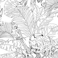 GoodHome Oophoric Black & white Toucan Textured Wallpaper