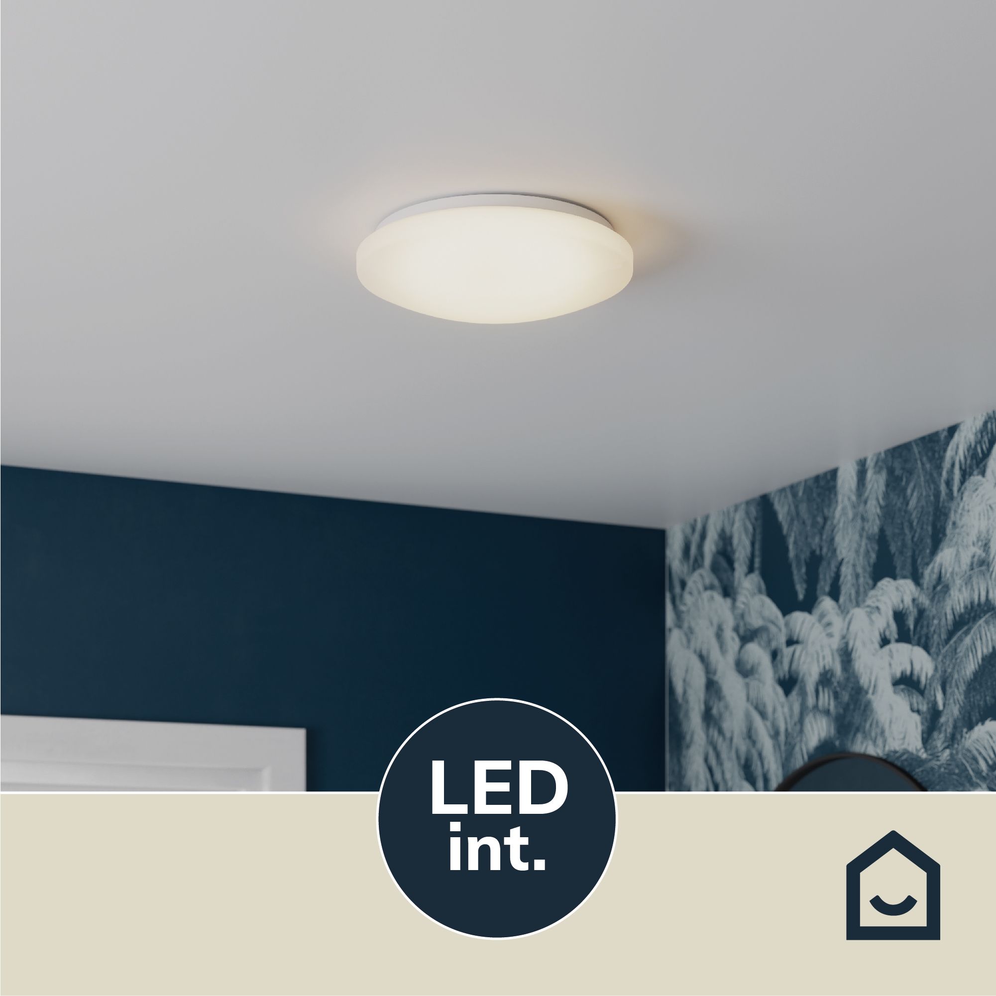 GoodHome Ops Brushed Metal & plastic White Ceiling light