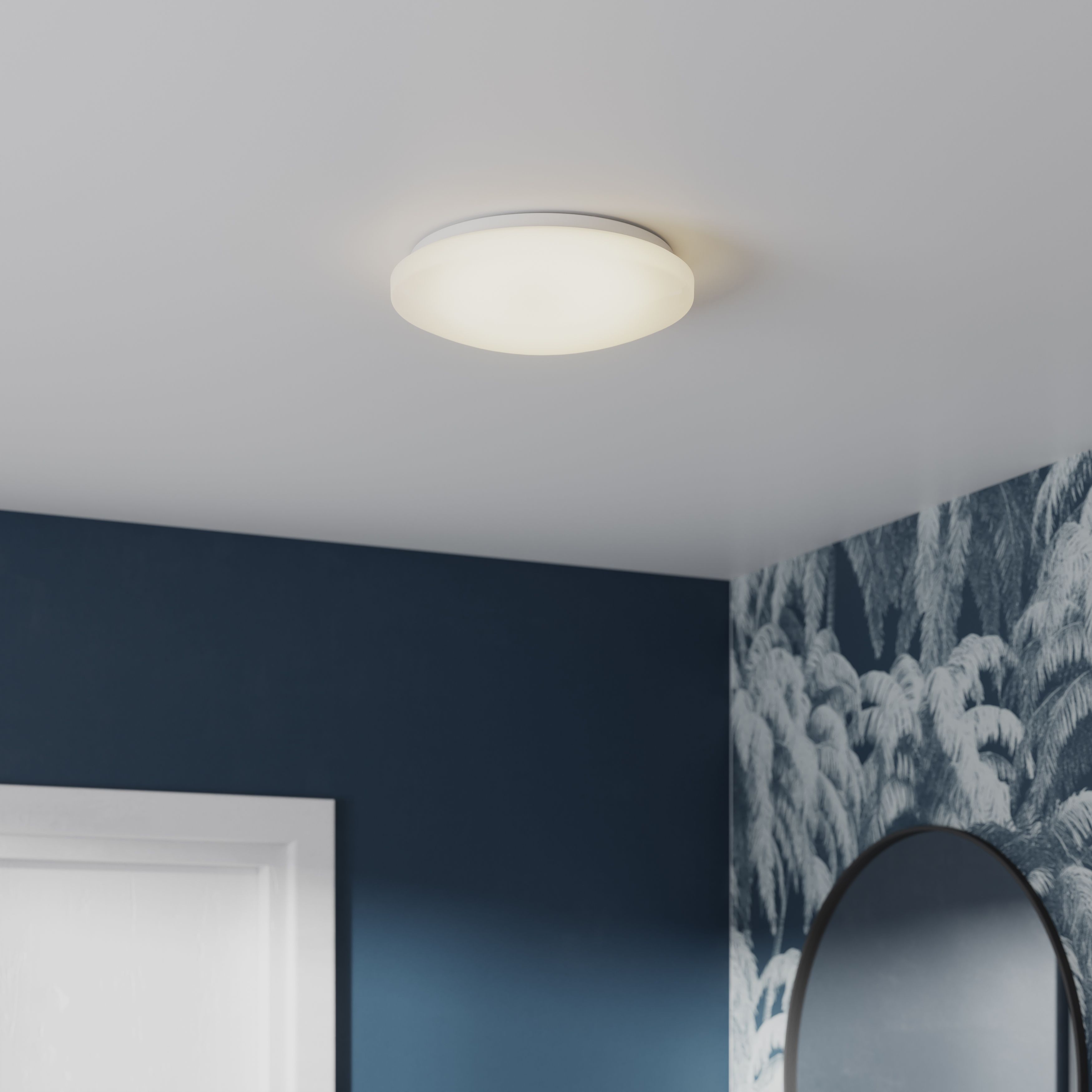 GoodHome Ops Brushed Metal & plastic White Ceiling light