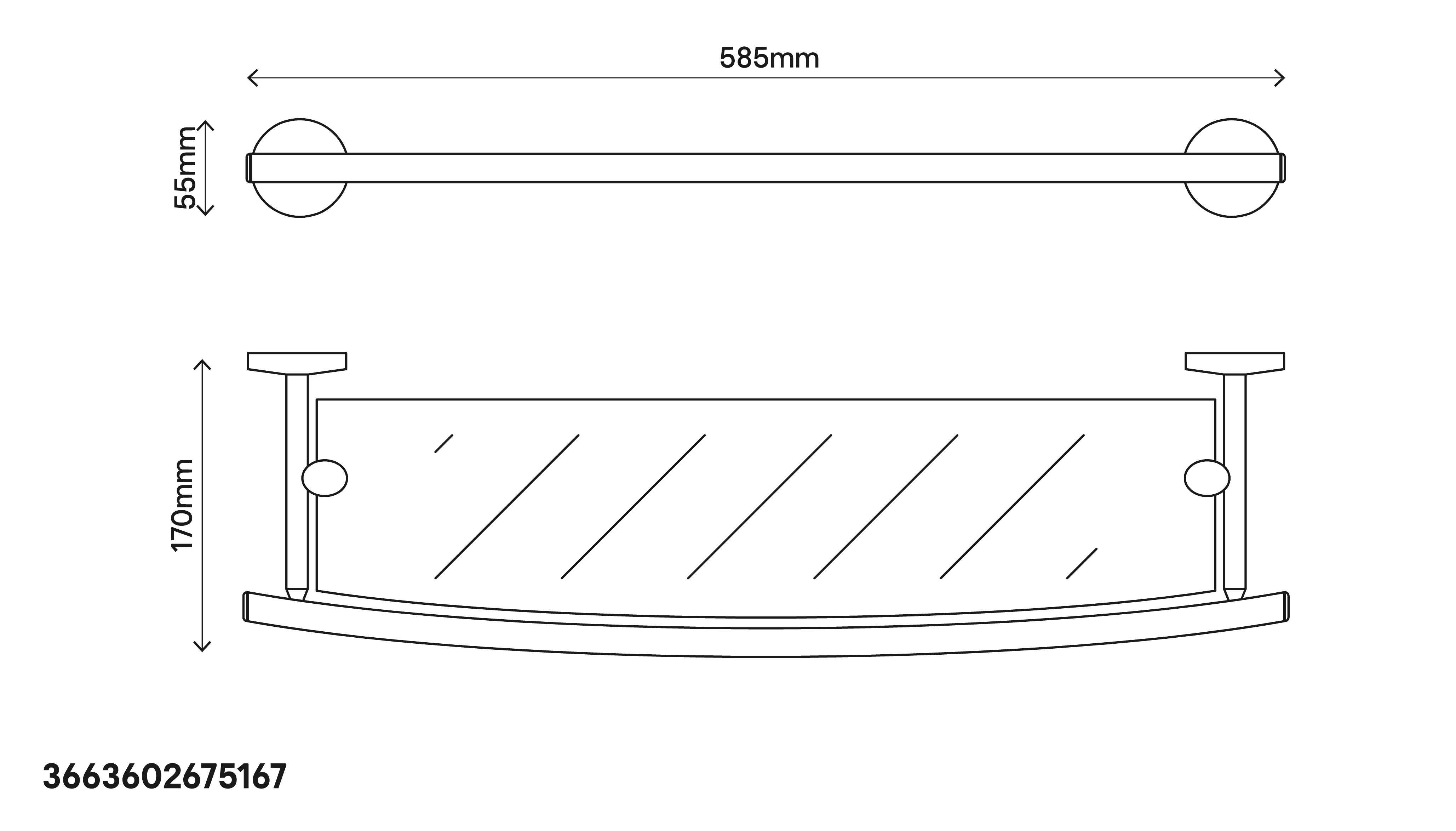 GoodHome Ormara Glass Shelf (L)58.5cm x (D)17cm