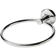 GoodHome Ormara Silver effect Chrome-plated Wall-mounted Towel ring (W)185mm