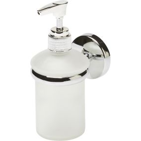 GoodHome Ormara Silver effect Glass & steel Wall-mounted Soap dispenser