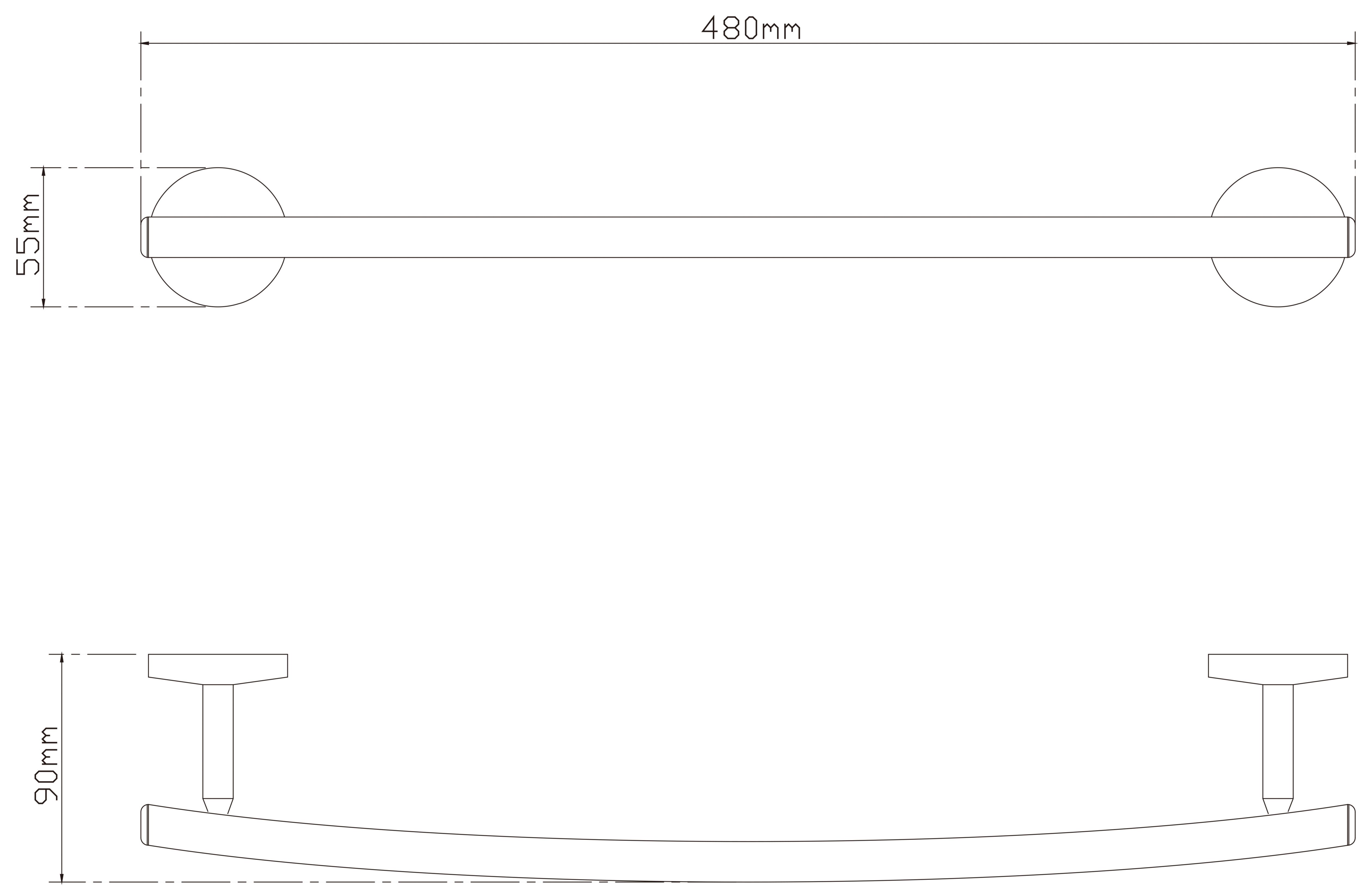 GoodHome Ormara Silver effect Iron & steel Wall-mounted Towel rail (W)48cm