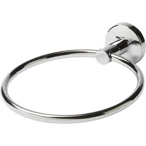 GoodHome Ormara Silver effect Iron, steel & zinc alloy Wall-mounted Towel ring (W)18.5cm