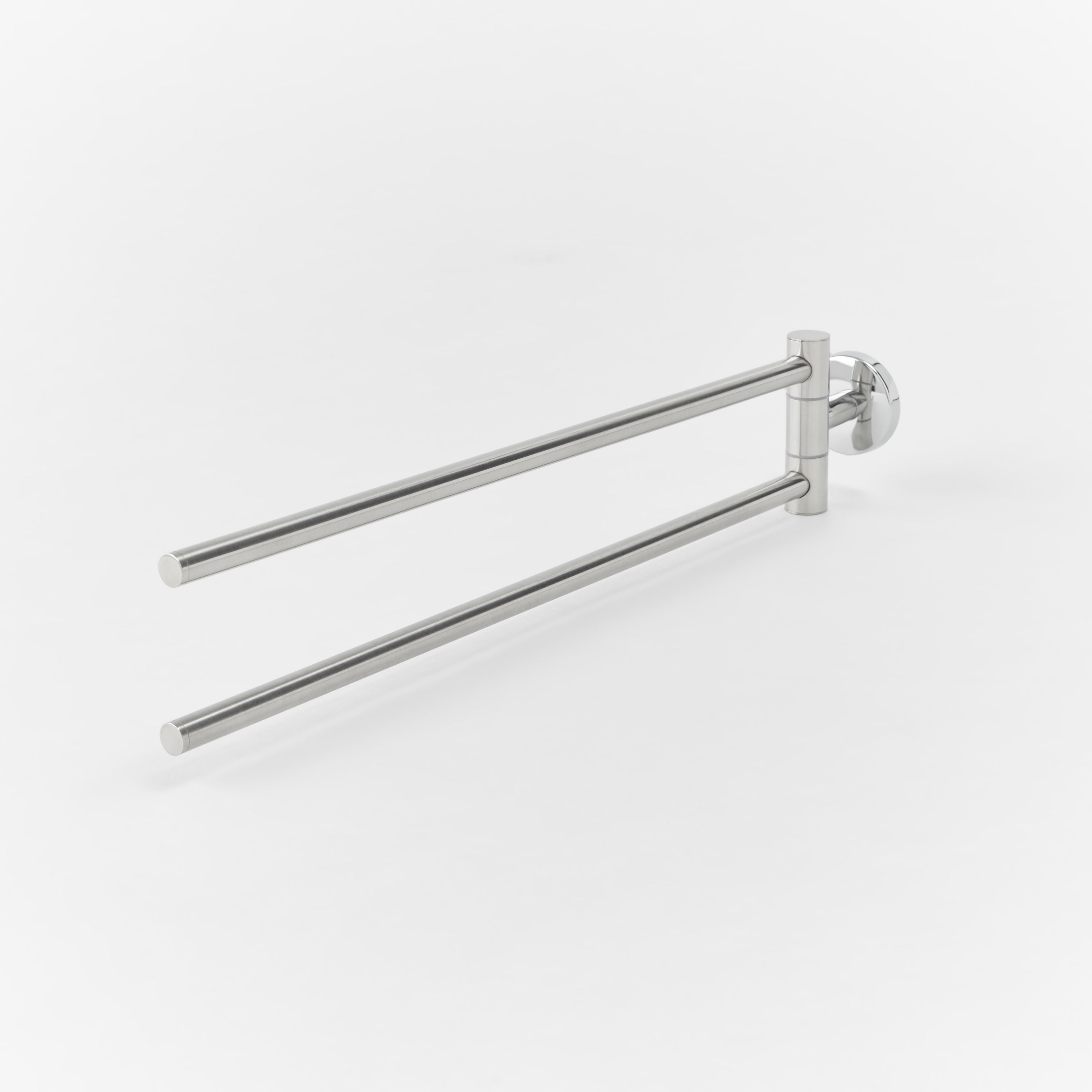 GoodHome Ormara Silver effect Stainless steel & steel Wall-mounted Double towel rail (W)48cm