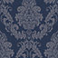 GoodHome Ornata Midnight blue Damask Textured Wallpaper Sample
