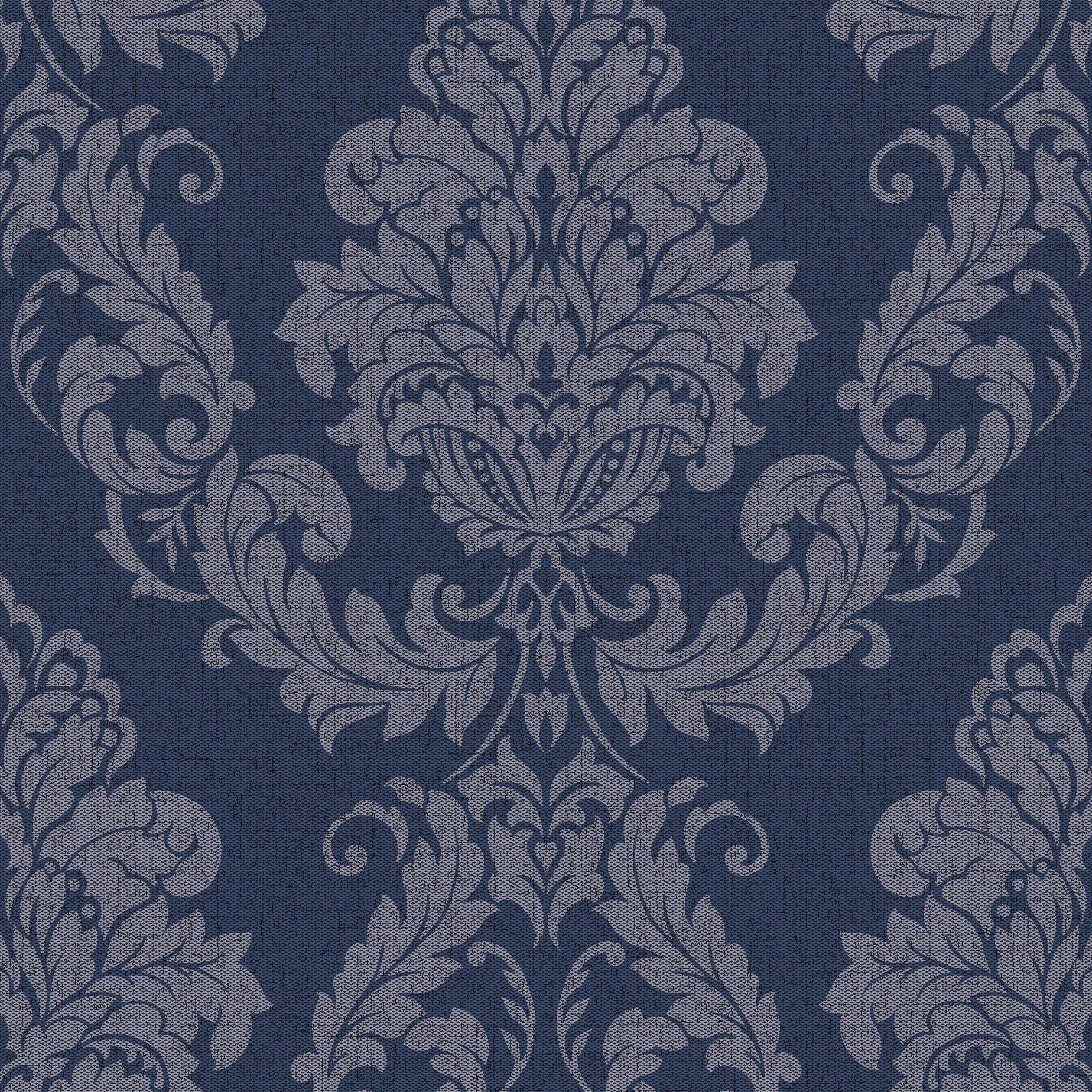 GoodHome Ornata Midnight blue Damask Textured Wallpaper Sample