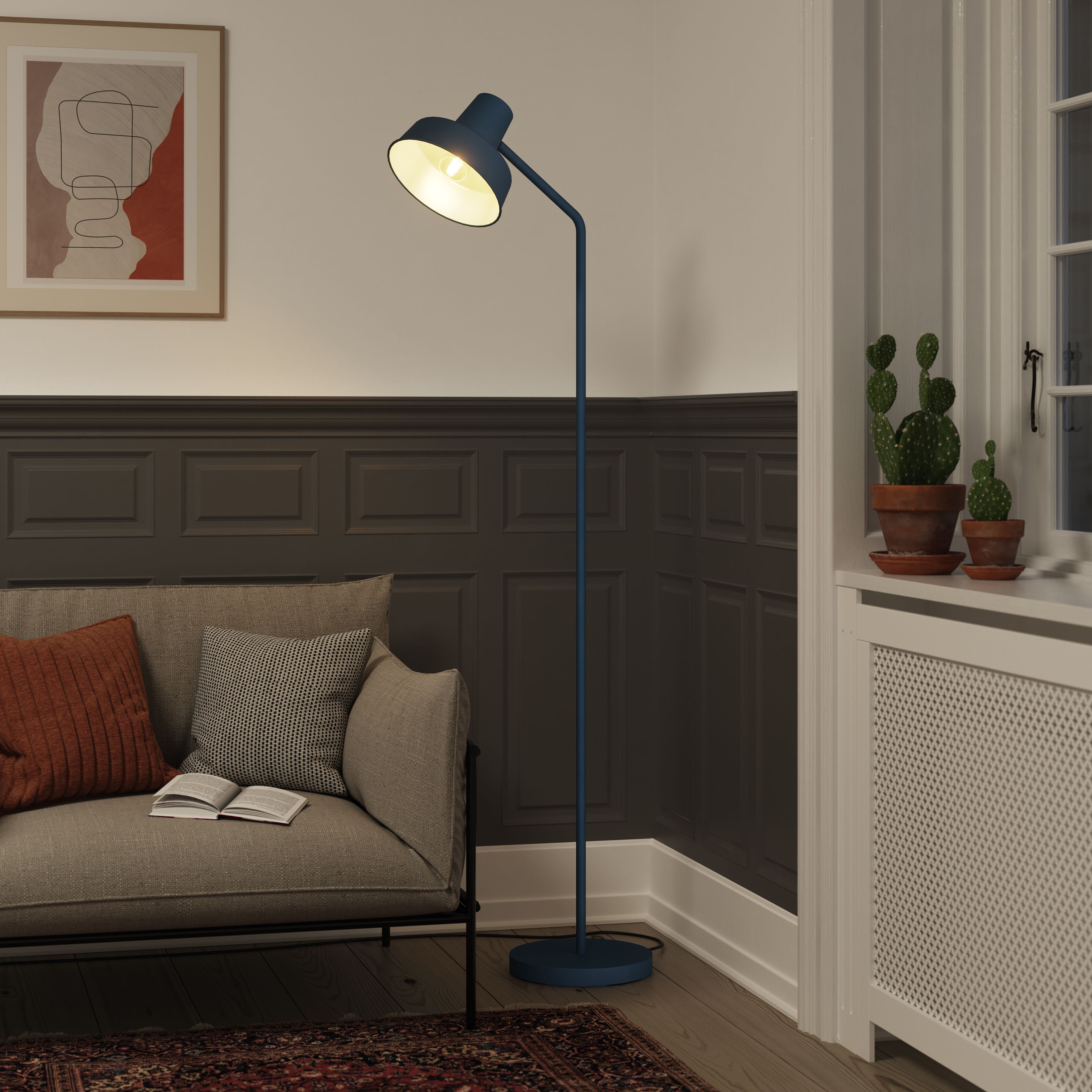 GoodHome Orous Matt Blue LED Floor lamp