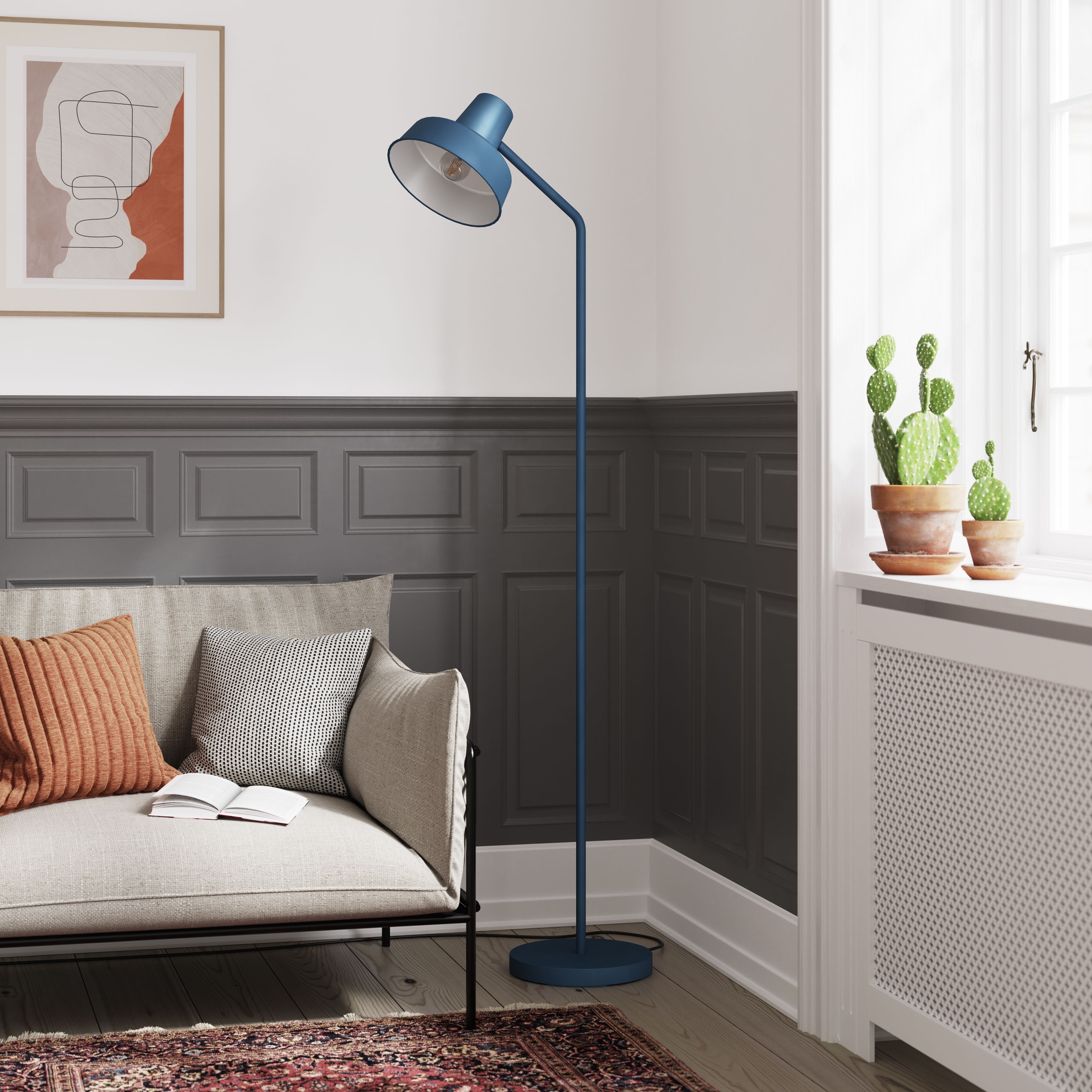 GoodHome Orous Matt Blue LED Floor lamp