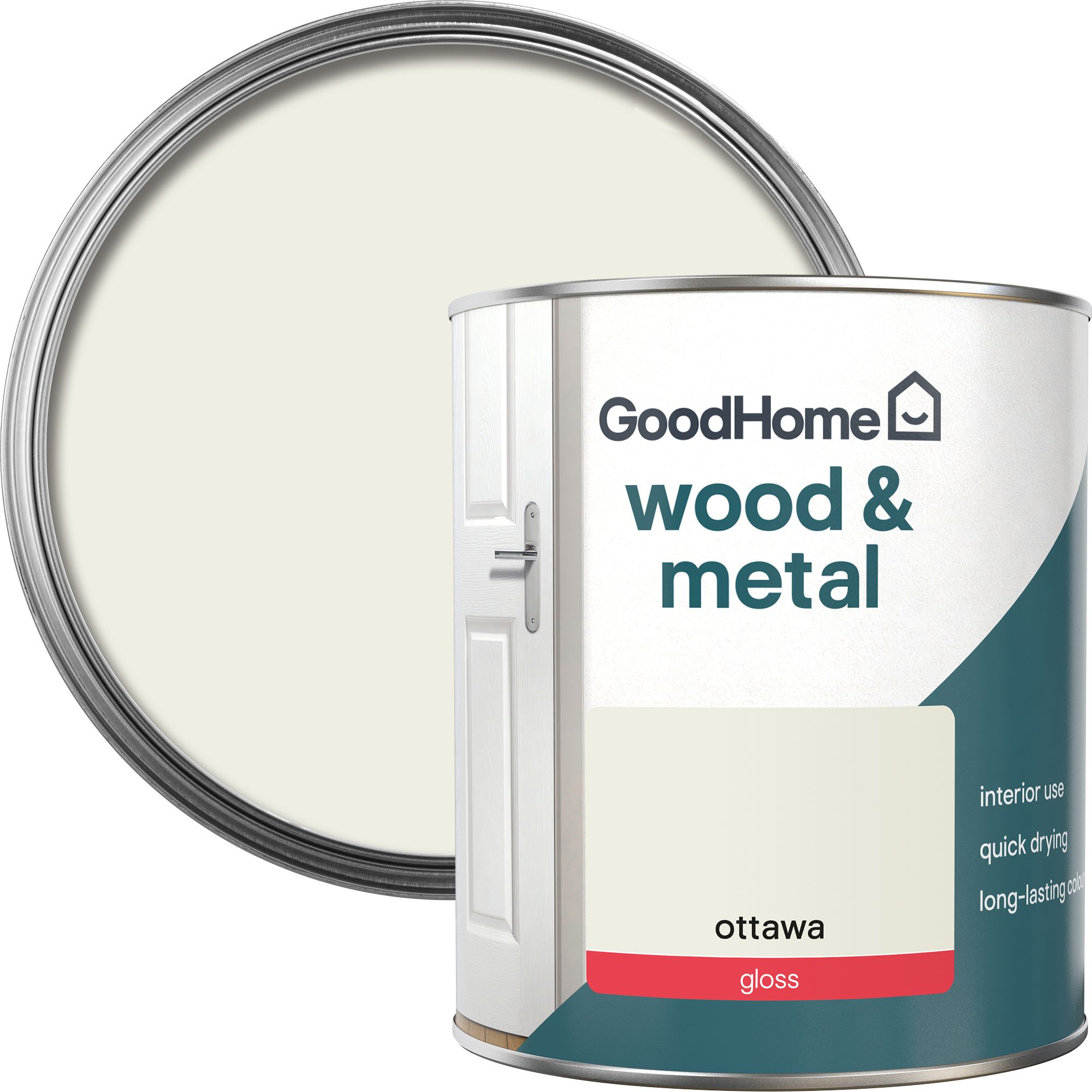 GoodHome Ottawa Gloss Metal & wood paint, 750ml