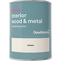 GoodHome Ottawa Satin Metal & wood paint, 750ml