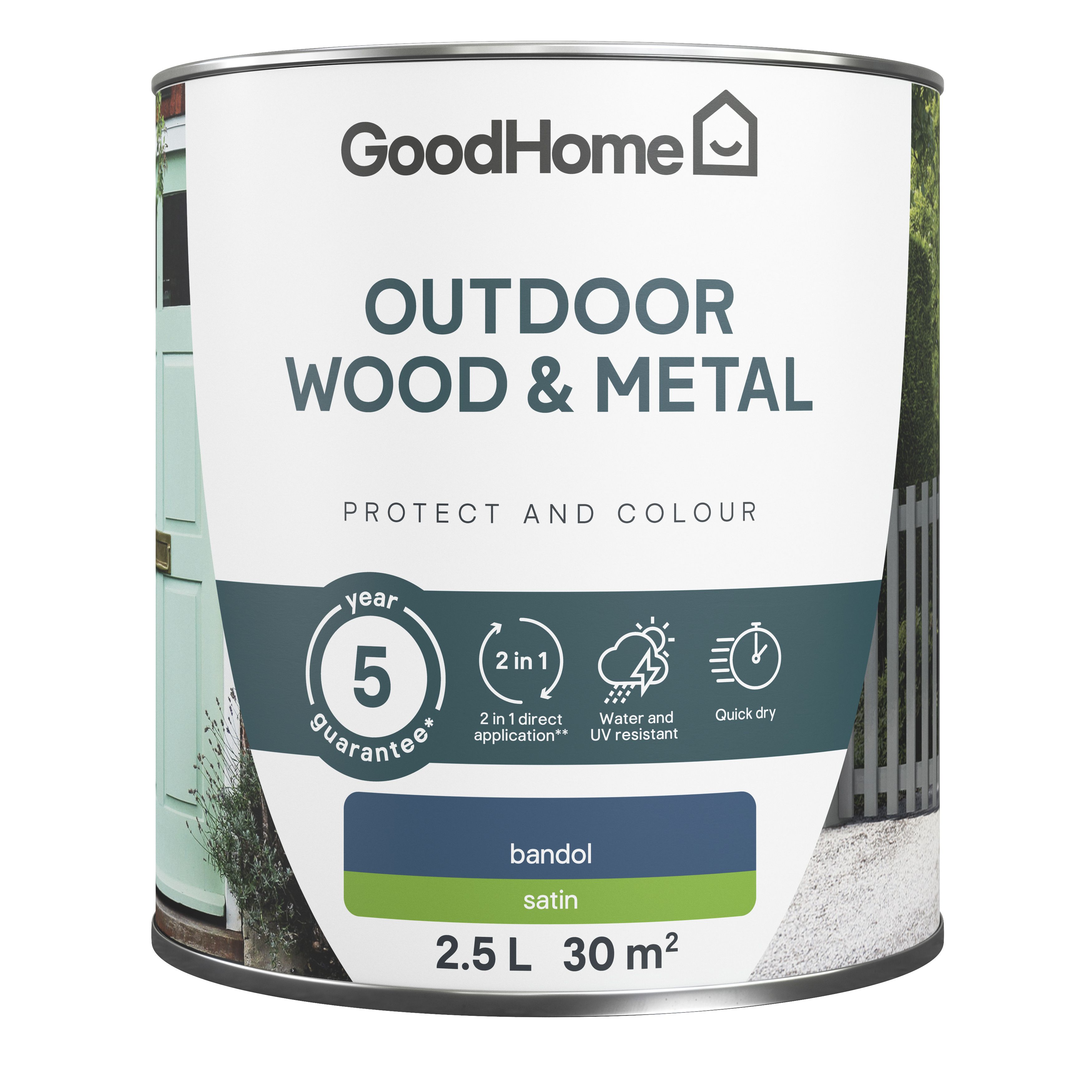 GoodHome Outdoor Bandol Satinwood Multi-surface paint, 2.5L
