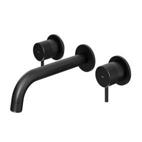 GoodHome Owens Black Round Wall-mounted Manual Wall Mono mixer Tap