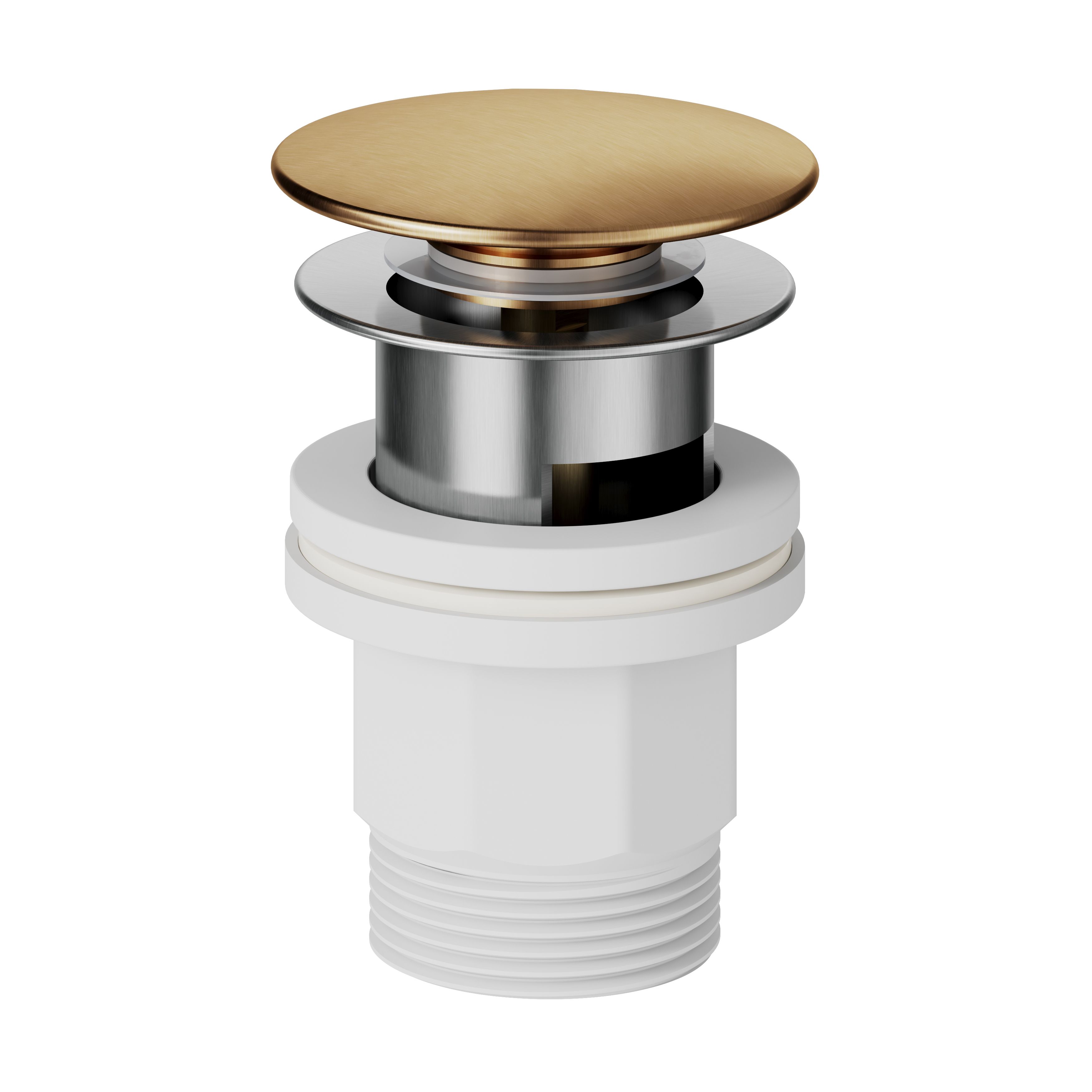 GoodHome Owens Medium Satin Gold effect Round Deck-mounted Manual Basin Mono mixer Tap