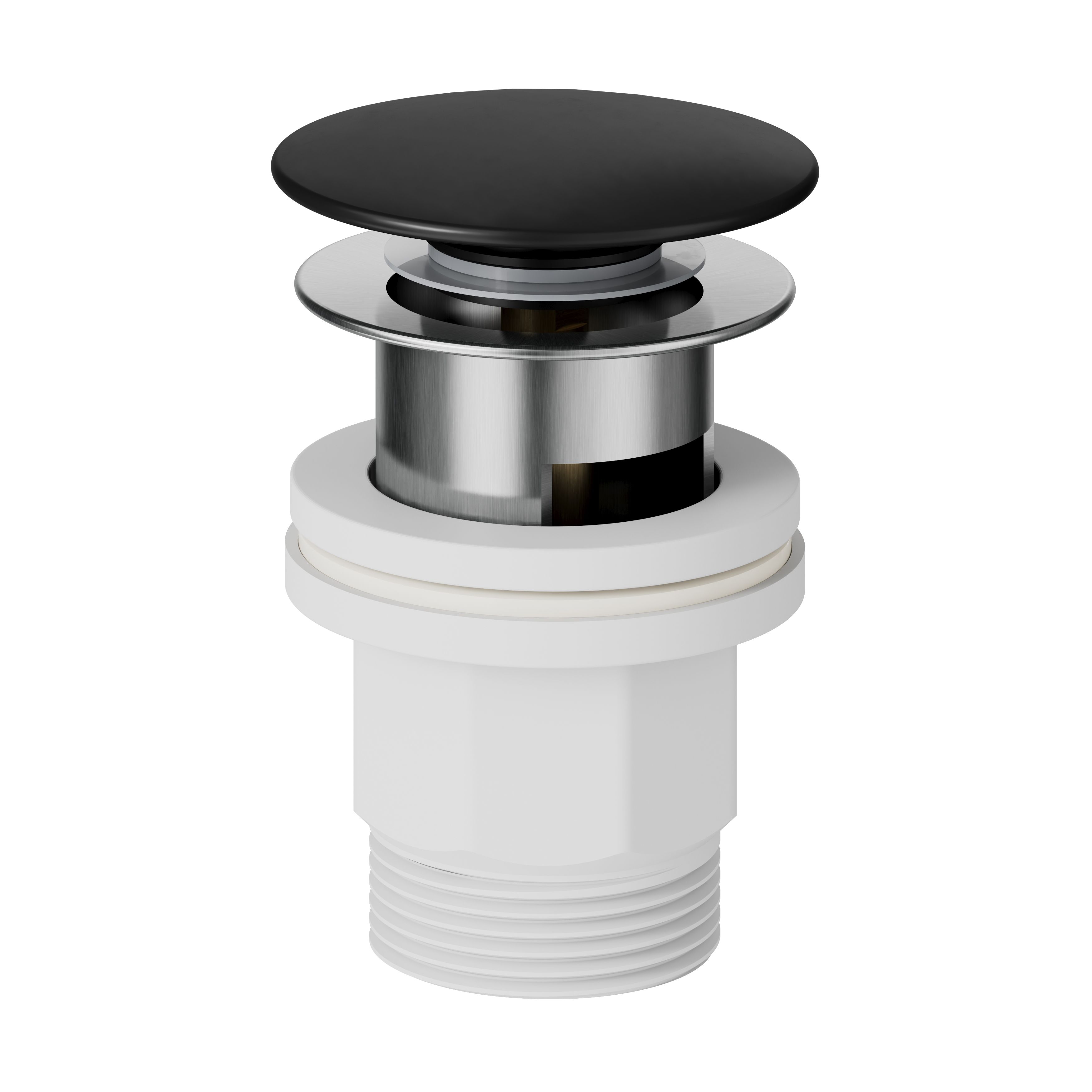 GoodHome OWENS Standard Black Round Wall-mounted Manual Wall Mono mixer Tap
