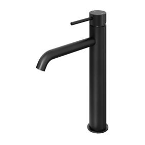 GoodHome Owens XL Matt Black Round Manual Basin Mono mixer Tap