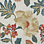 GoodHome Padworth Blue, cream & red Floral Textured Wallpaper