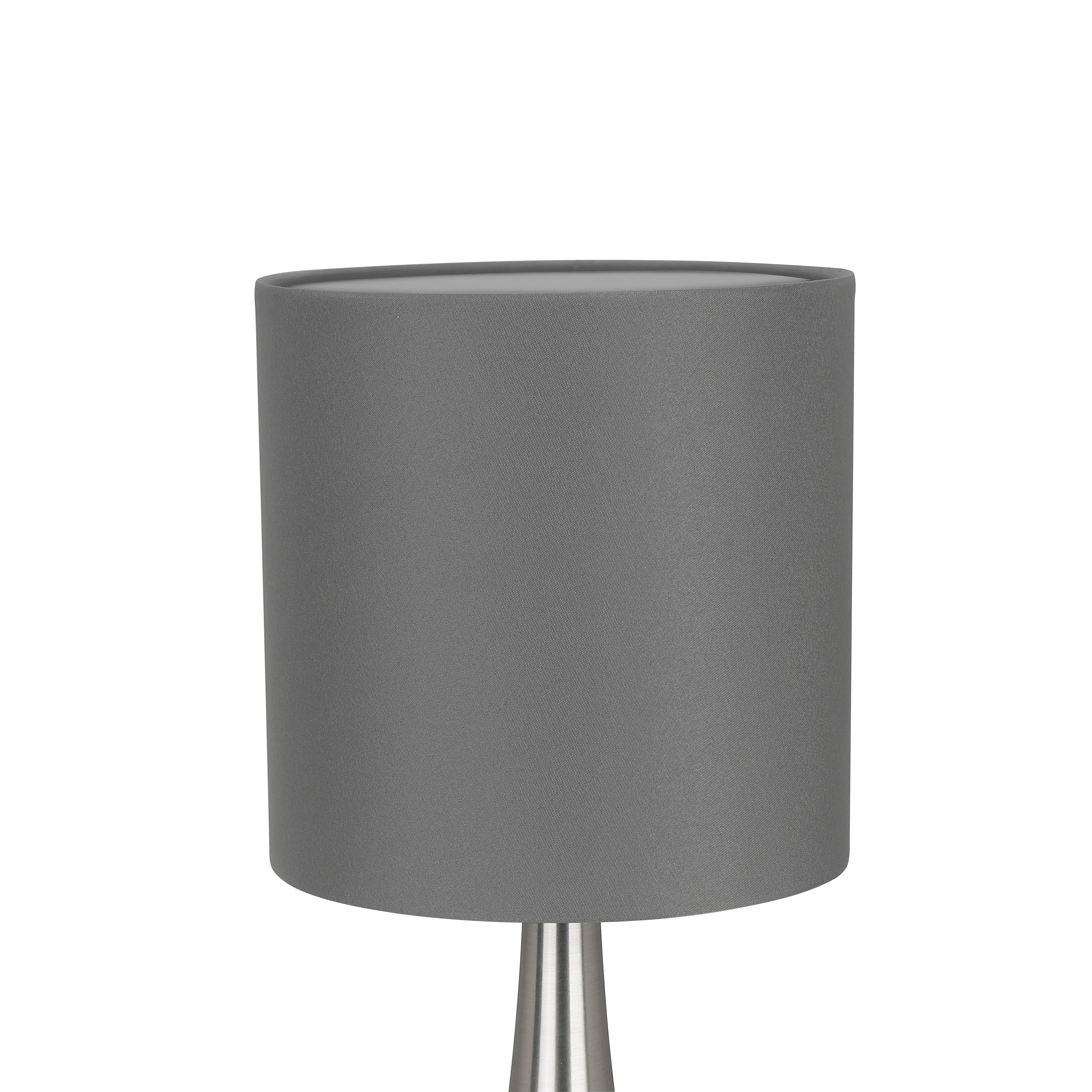 GoodHome Painswick Satin Grey Nickel effect Cylinder Table lamp