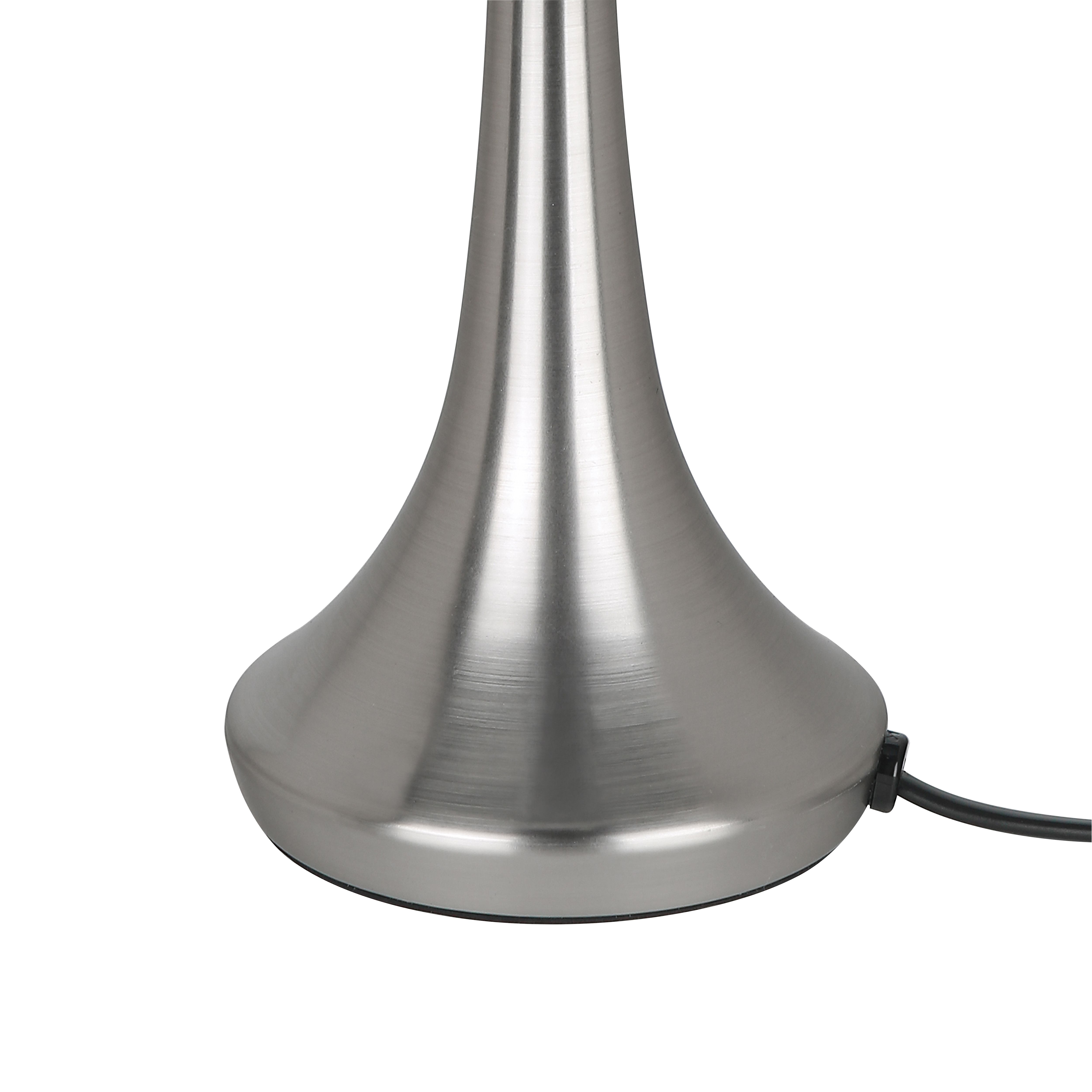 GoodHome Painswick Satin Grey Nickel effect Cylinder Table lamp