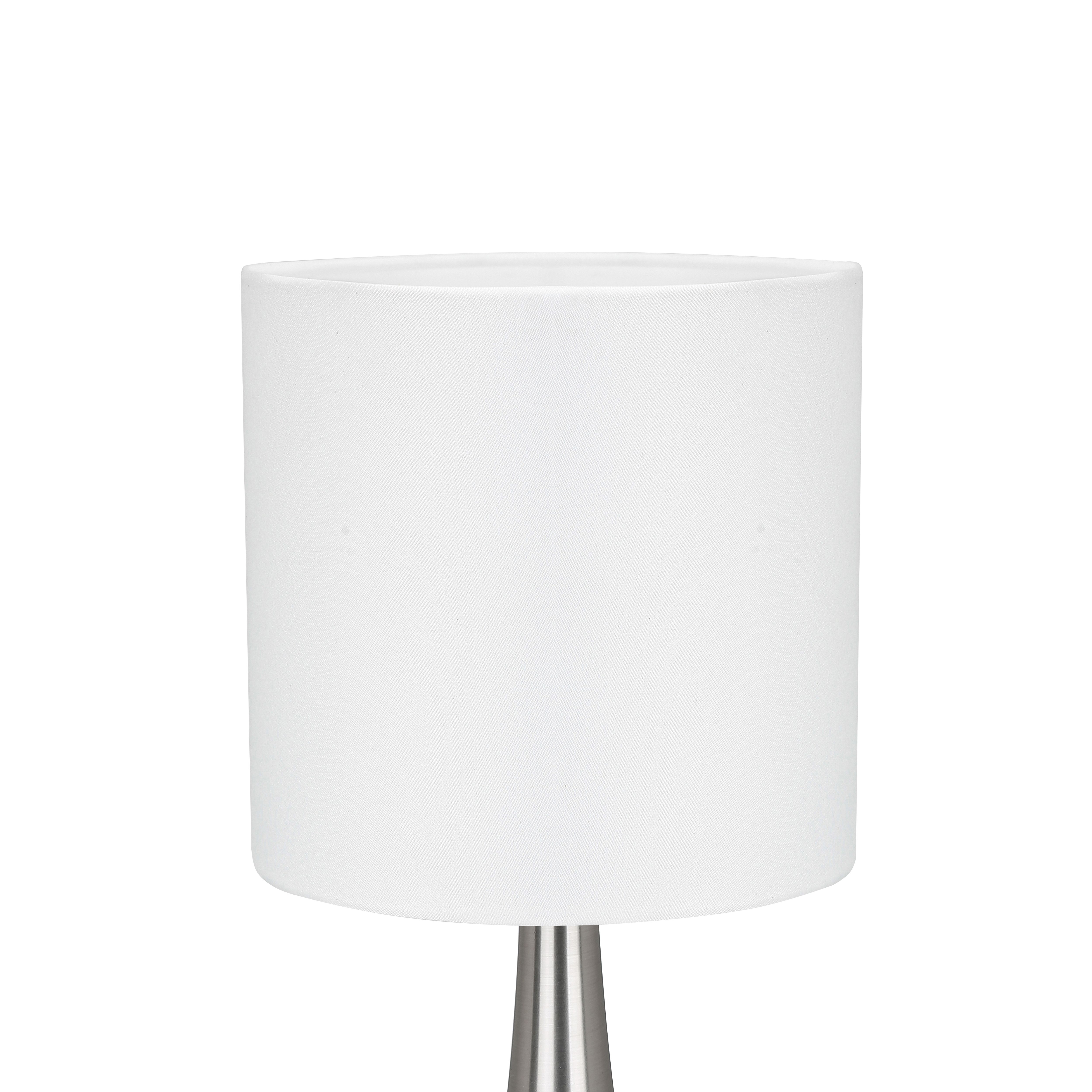 GoodHome Painswick Satin White Nickel effect Cylinder Table lamp
