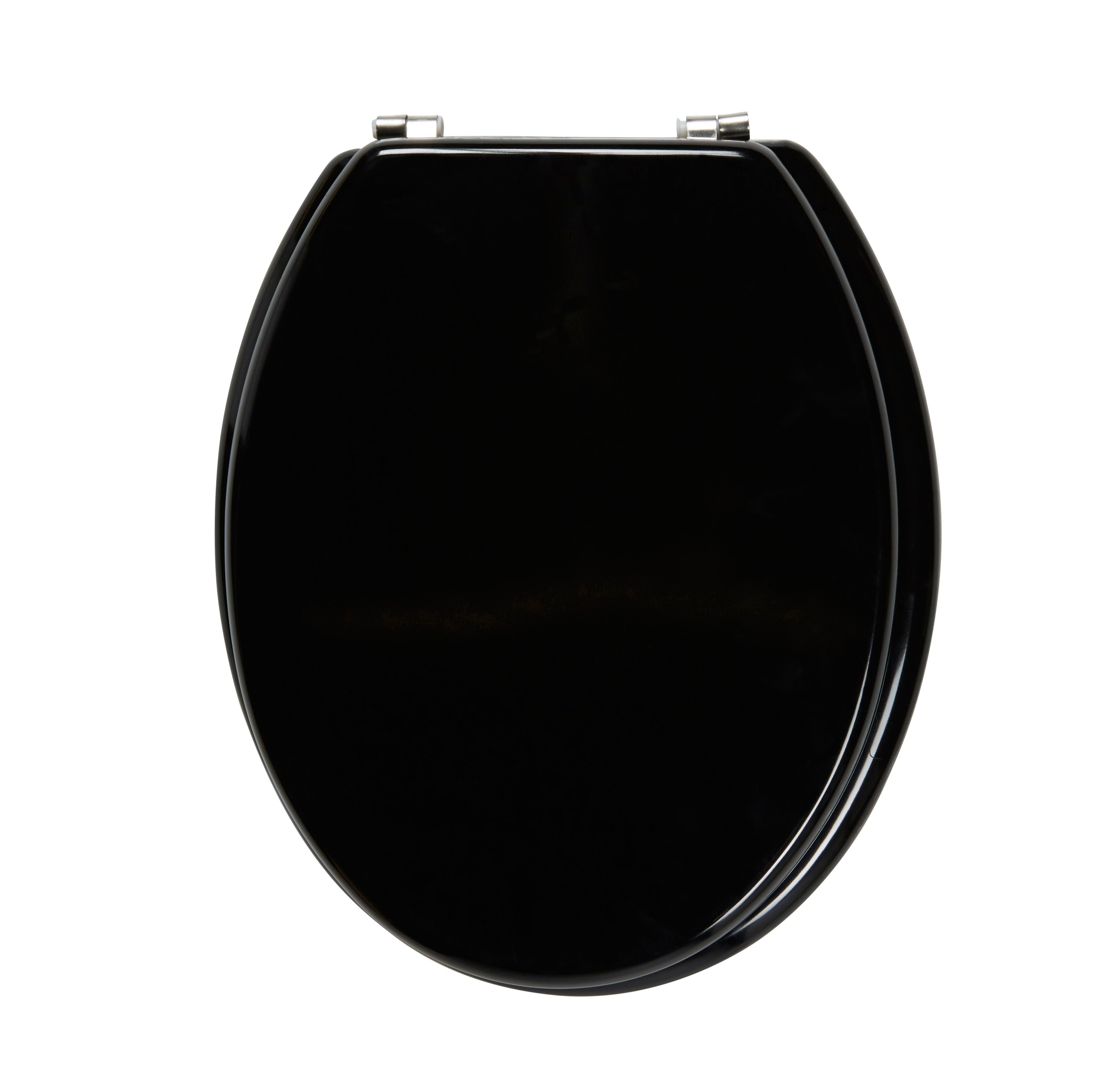 GoodHome Palmi Black Standard close Toilet seat