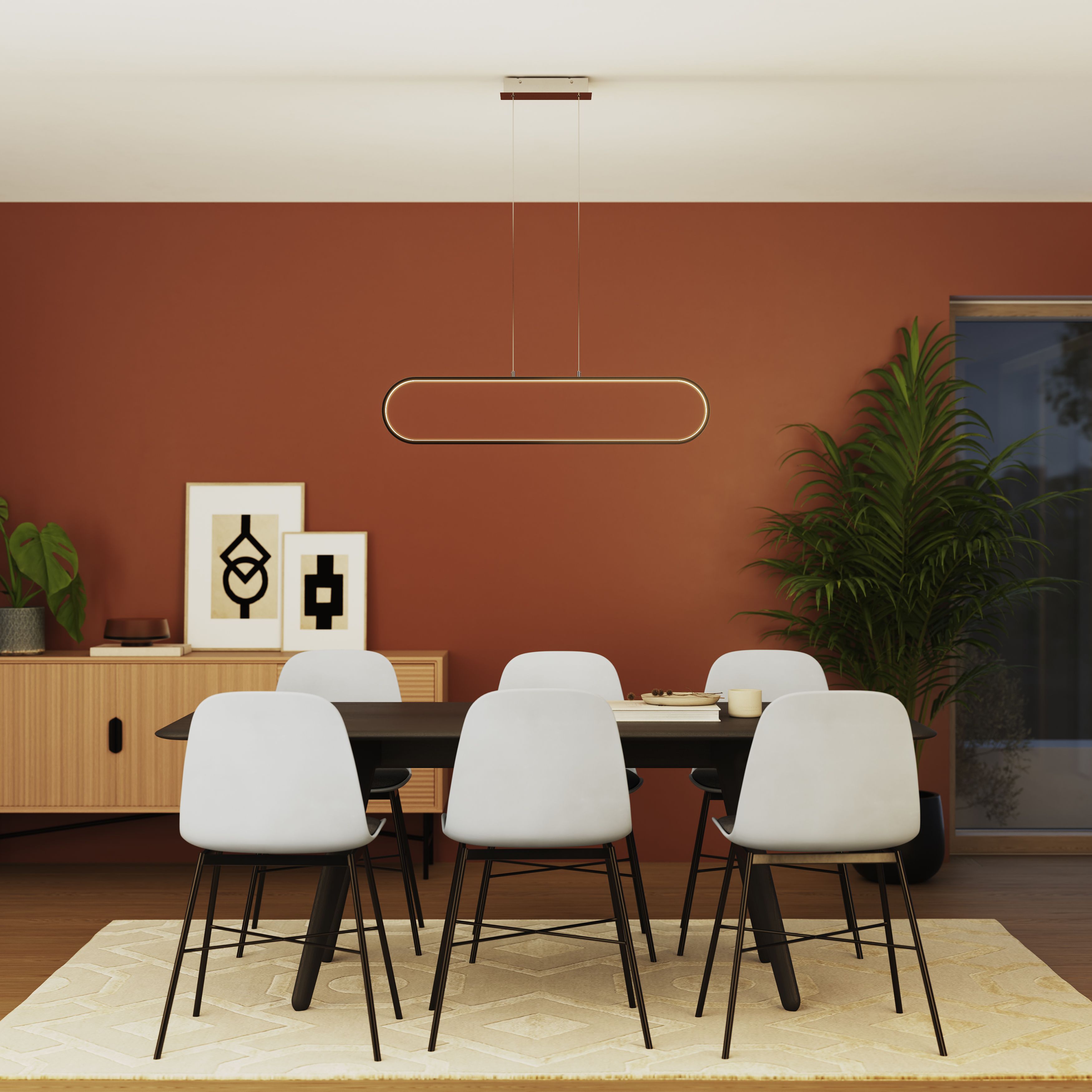 GoodHome papua Satin Silver effect LED Pendant ceiling light, (Dia)100mm