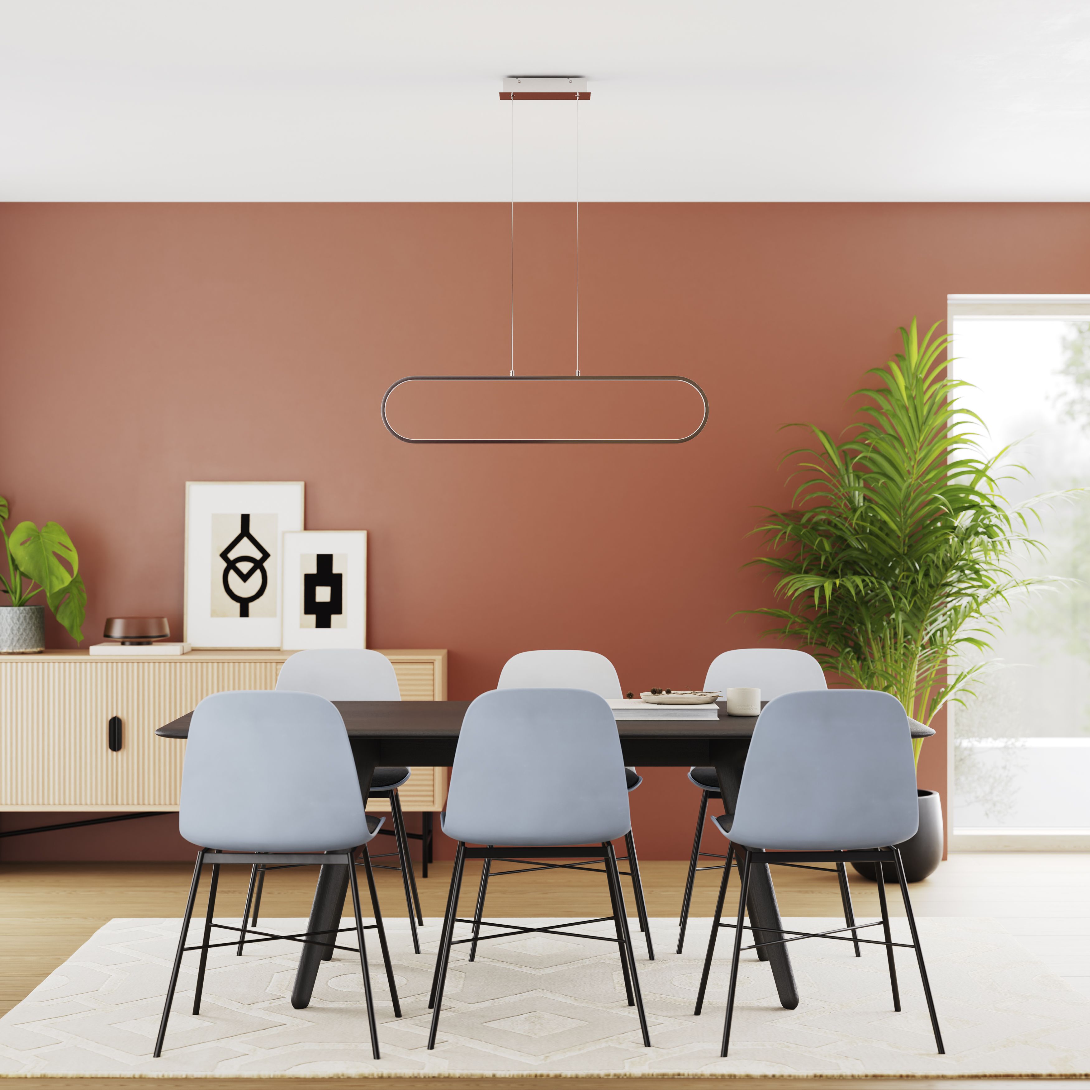 GoodHome papua Satin Silver effect LED Pendant ceiling light, (Dia)100mm