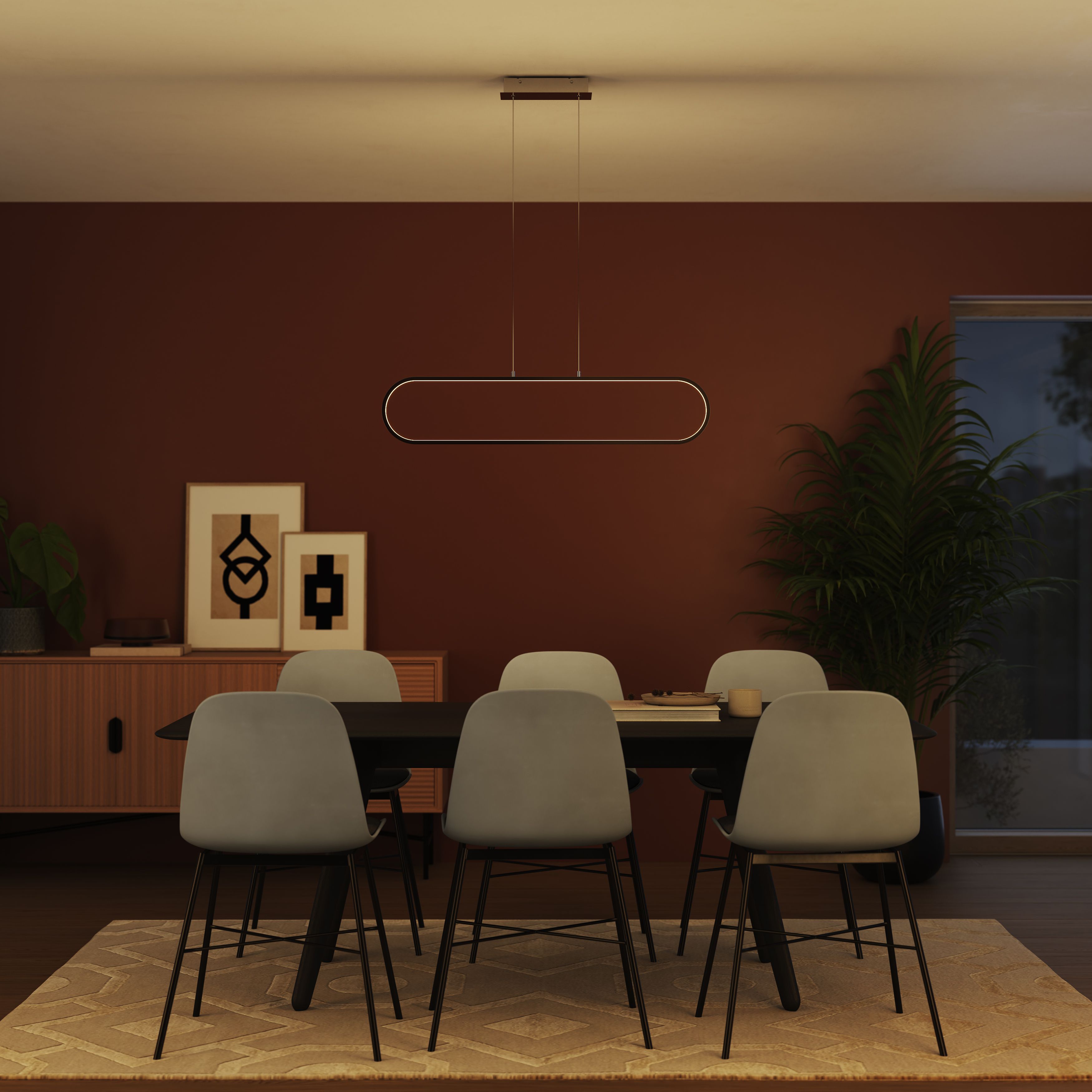 GoodHome papua Satin Silver effect LED Pendant ceiling light, (Dia)100mm
