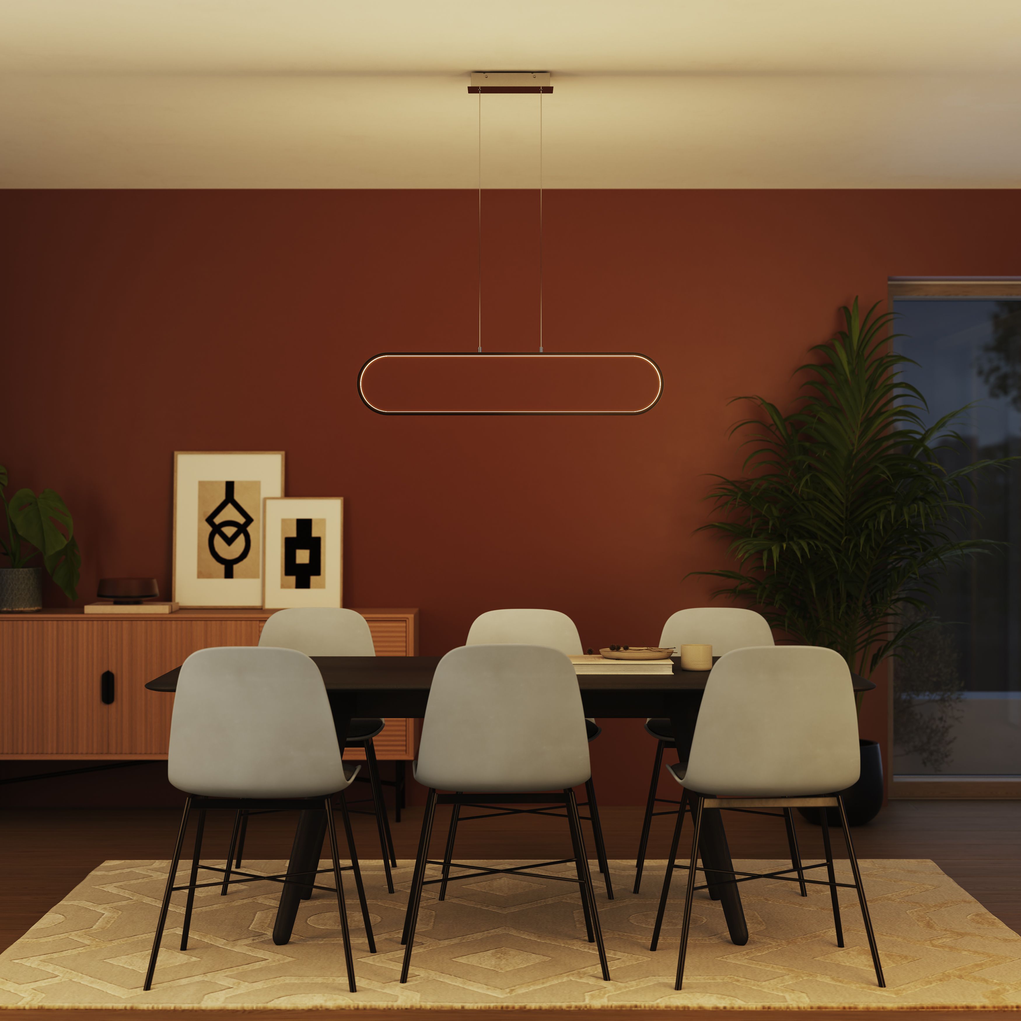 GoodHome papua Satin Silver effect LED Pendant ceiling light, (Dia)100mm