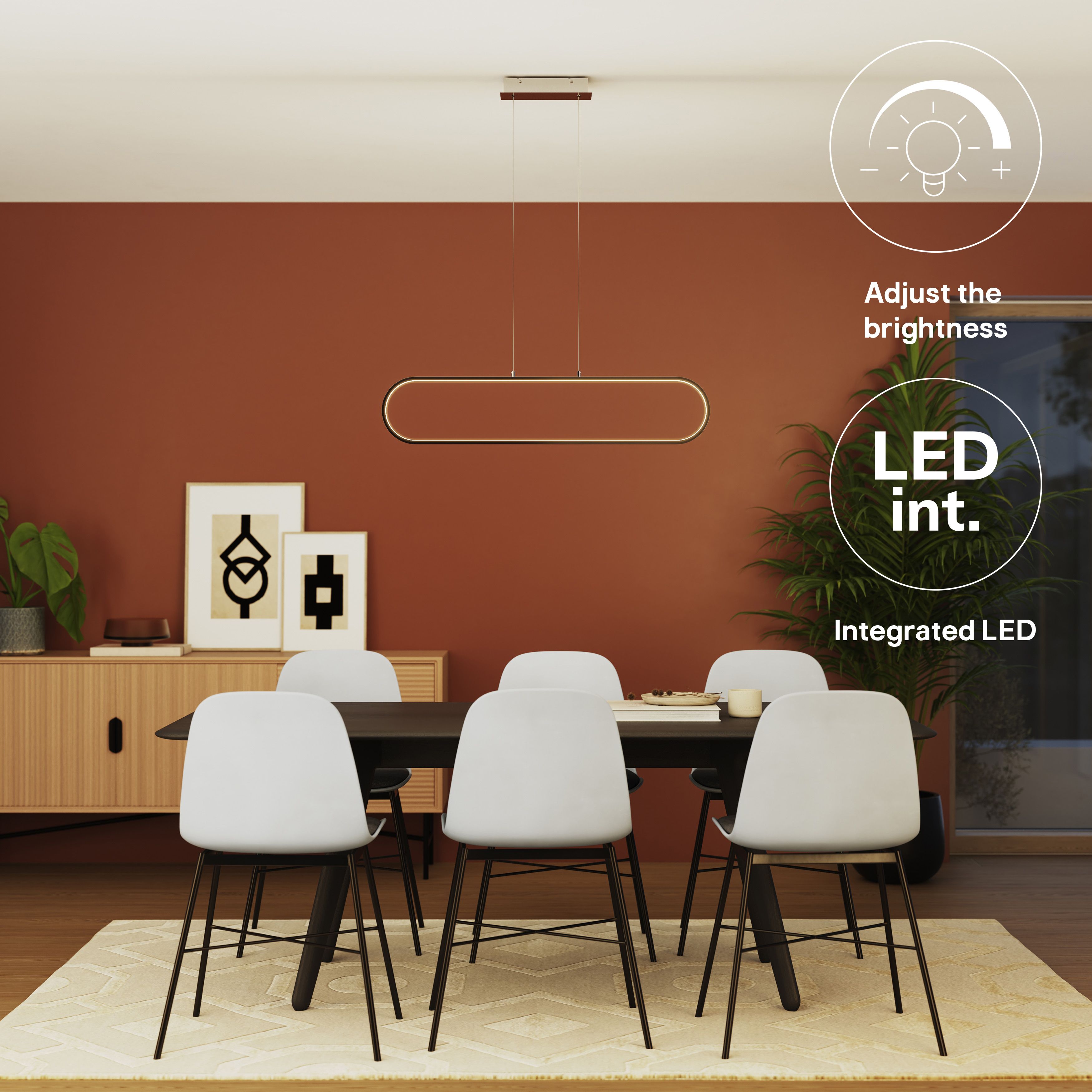GoodHome papua Satin Silver effect LED Pendant ceiling light, (Dia)100mm