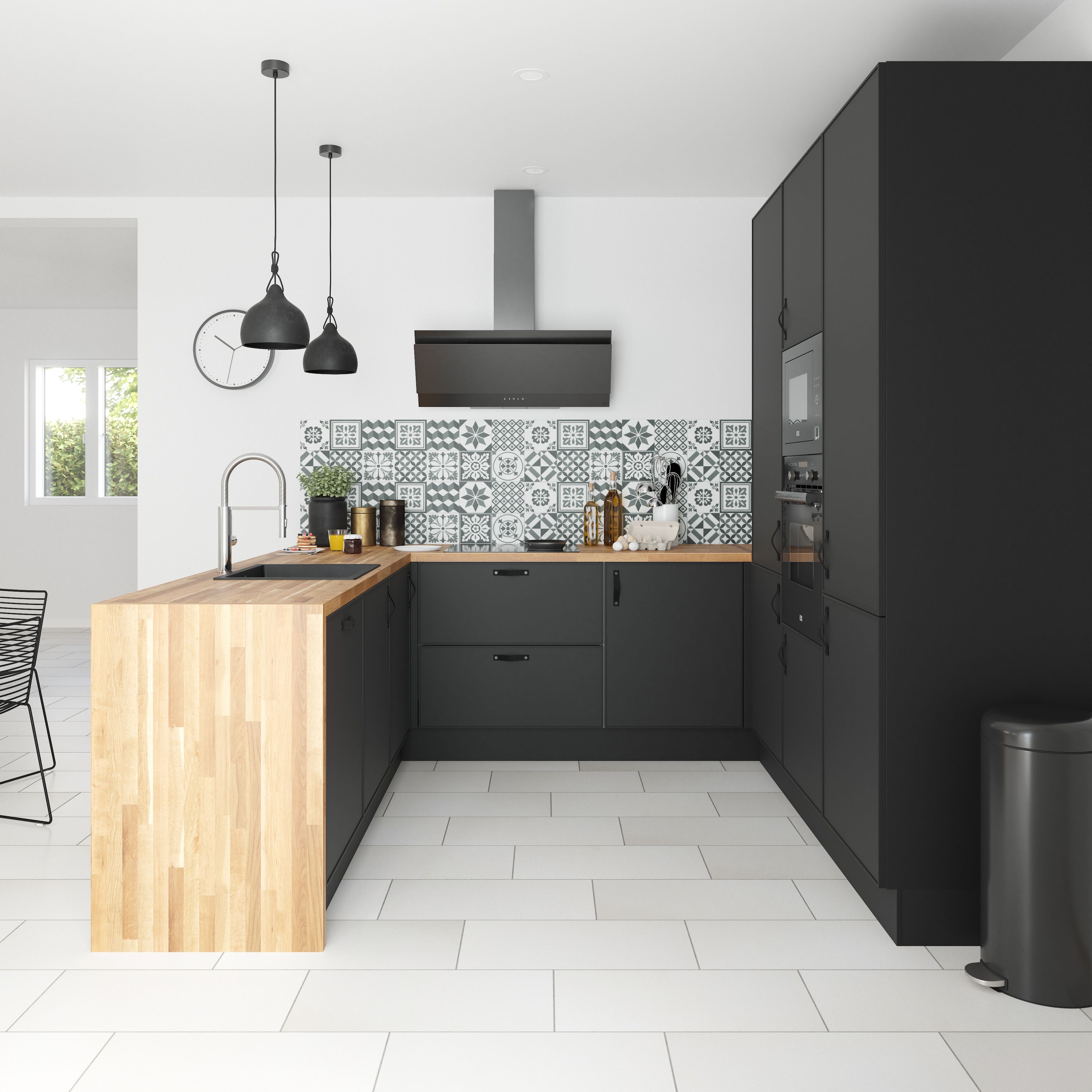 GoodHome Pasilla Matt carbon thin frame slab Appliance Cabinet door (W)600mm (H)453mm (T)20mm